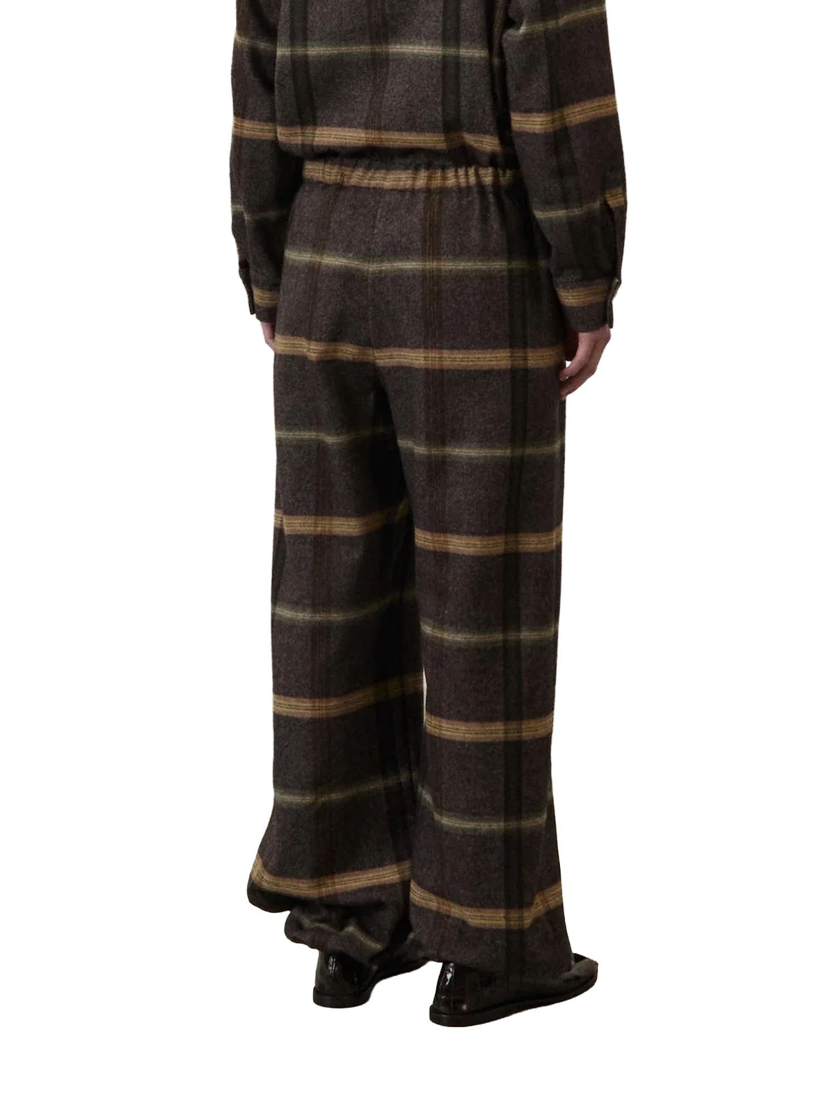 Alysi Pantalone gaucho in flanella a quadri Marrone