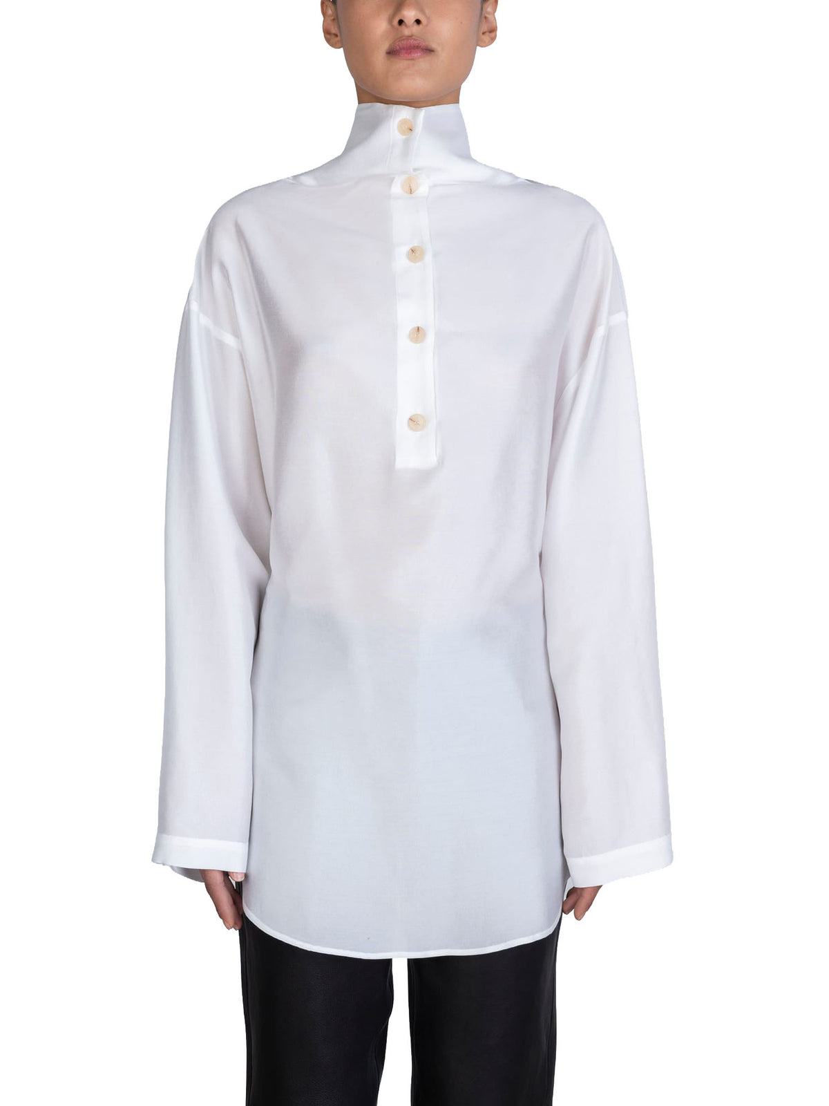 Alysi Blusa Polo Collo Alto Bianco