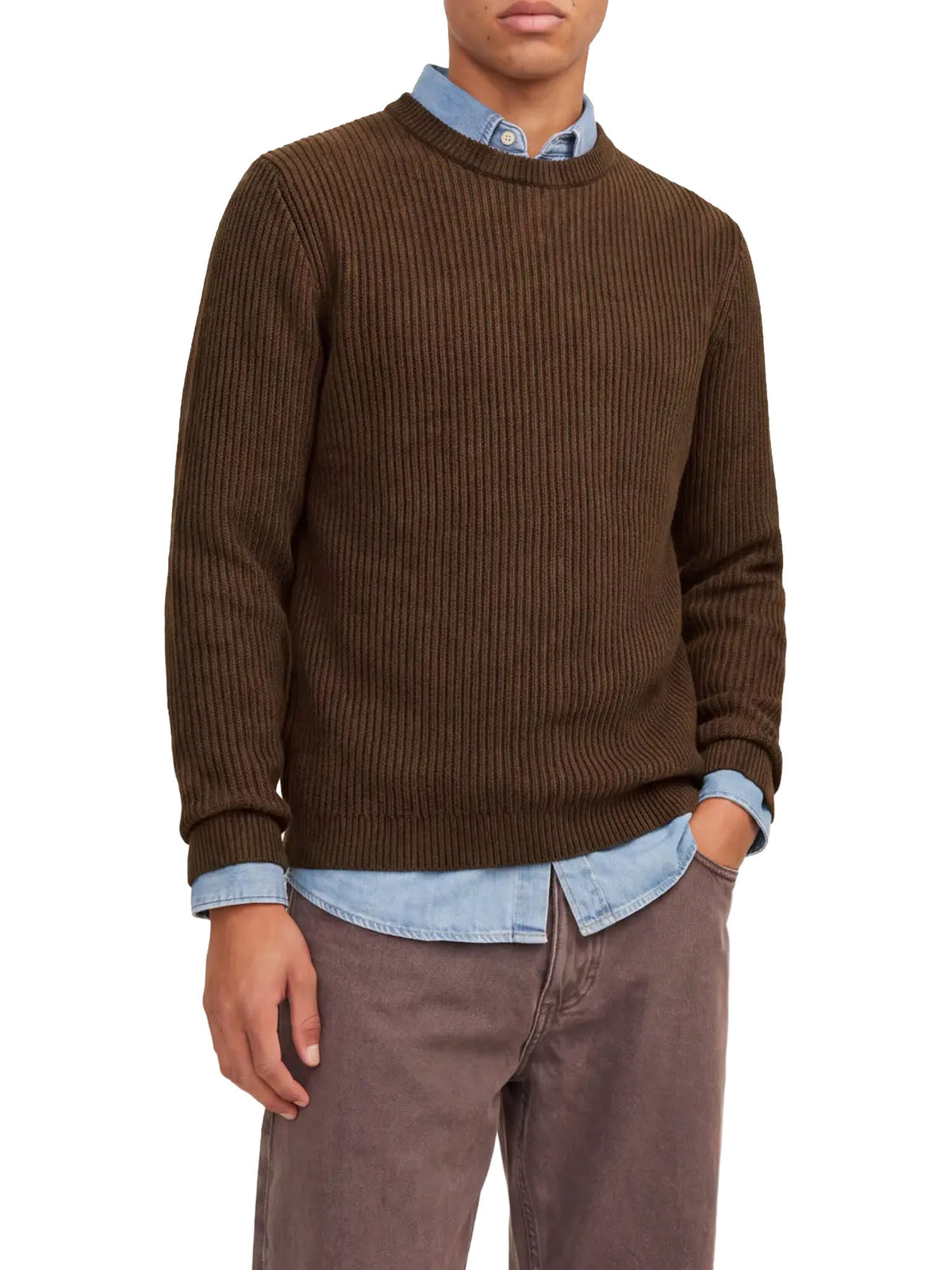 Jack & Jones JAUDover Knit Crew Neck SN Marrone