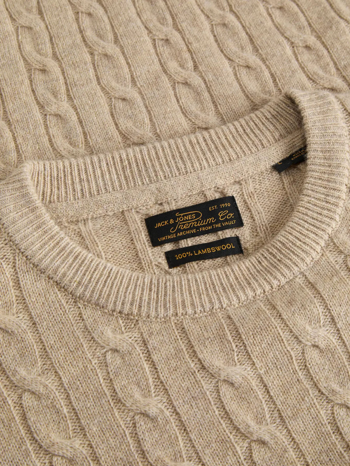 Jack & Jones Maglione Aulam Bswool Knit Cable Crew Neck Grigio