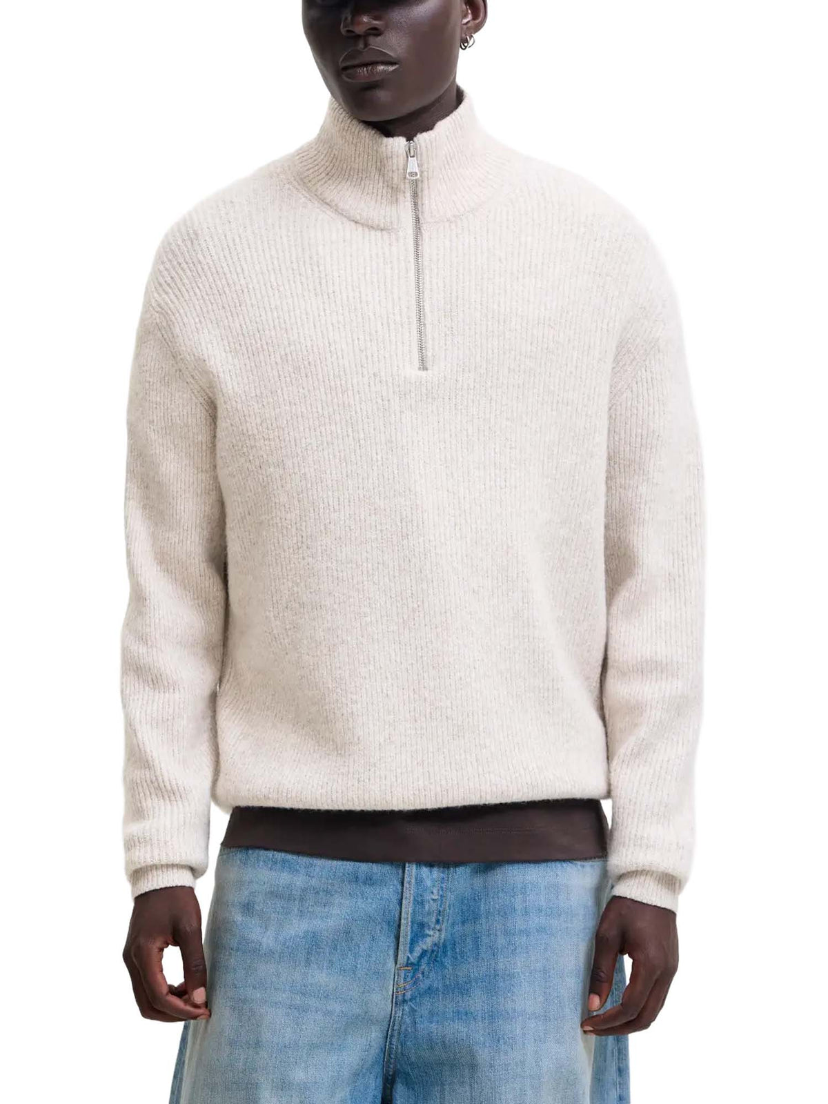 Jack & Jones Jorfrederiksberg Ollie Knit Half Zip Bianco