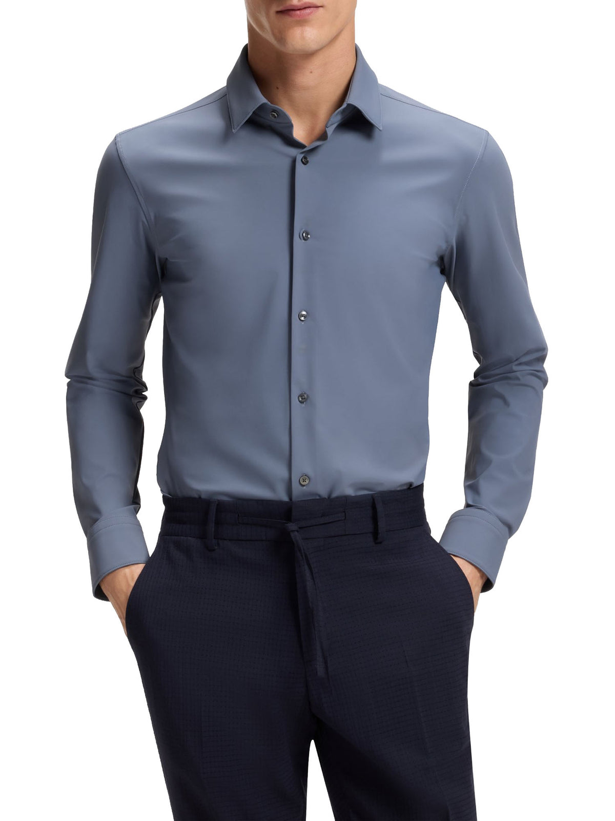 Boss Camicia slim fit elasticizzata Blu