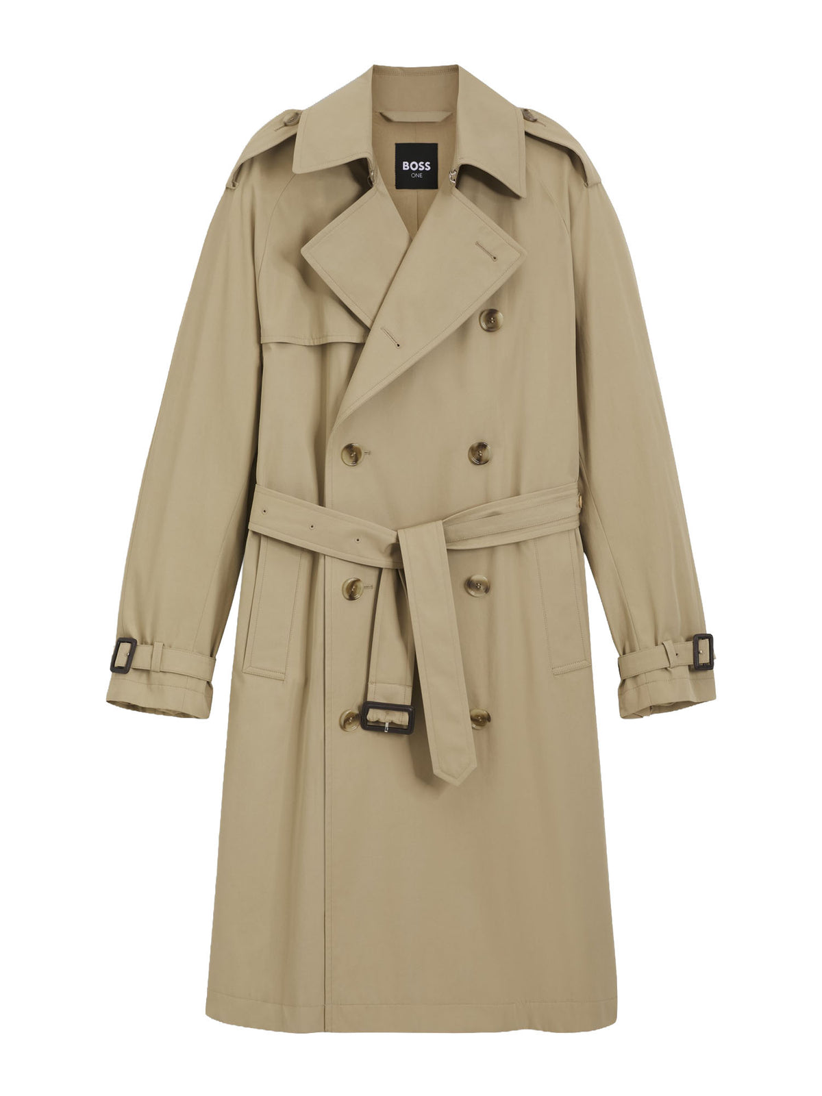 Boss Trench idrorepellente in twill di cotone Beige