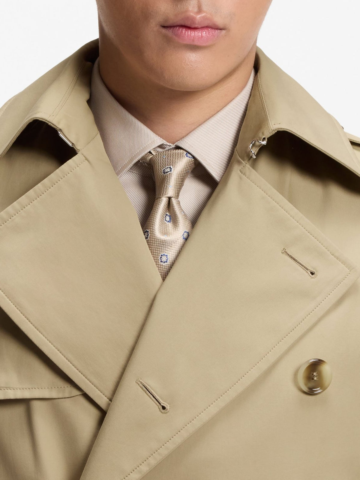 Boss Trench idrorepellente in twill di cotone Beige