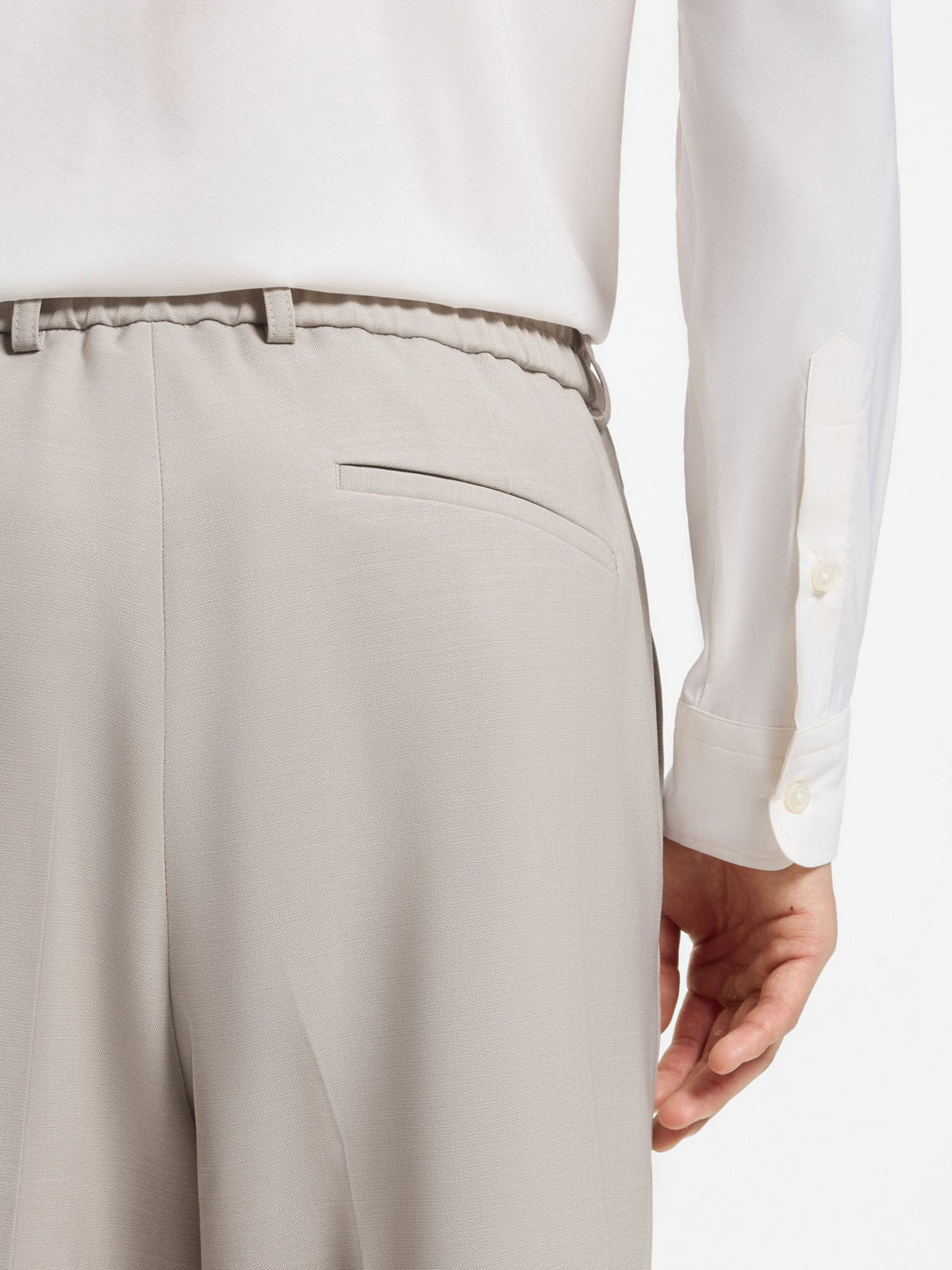 Boss Pantaloni relaxed fit in lana vergine con motivo Beige