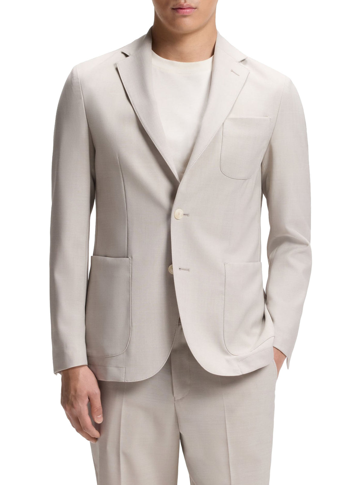 Boss Blazer slim fit in lana vergine con micromotivo Beige