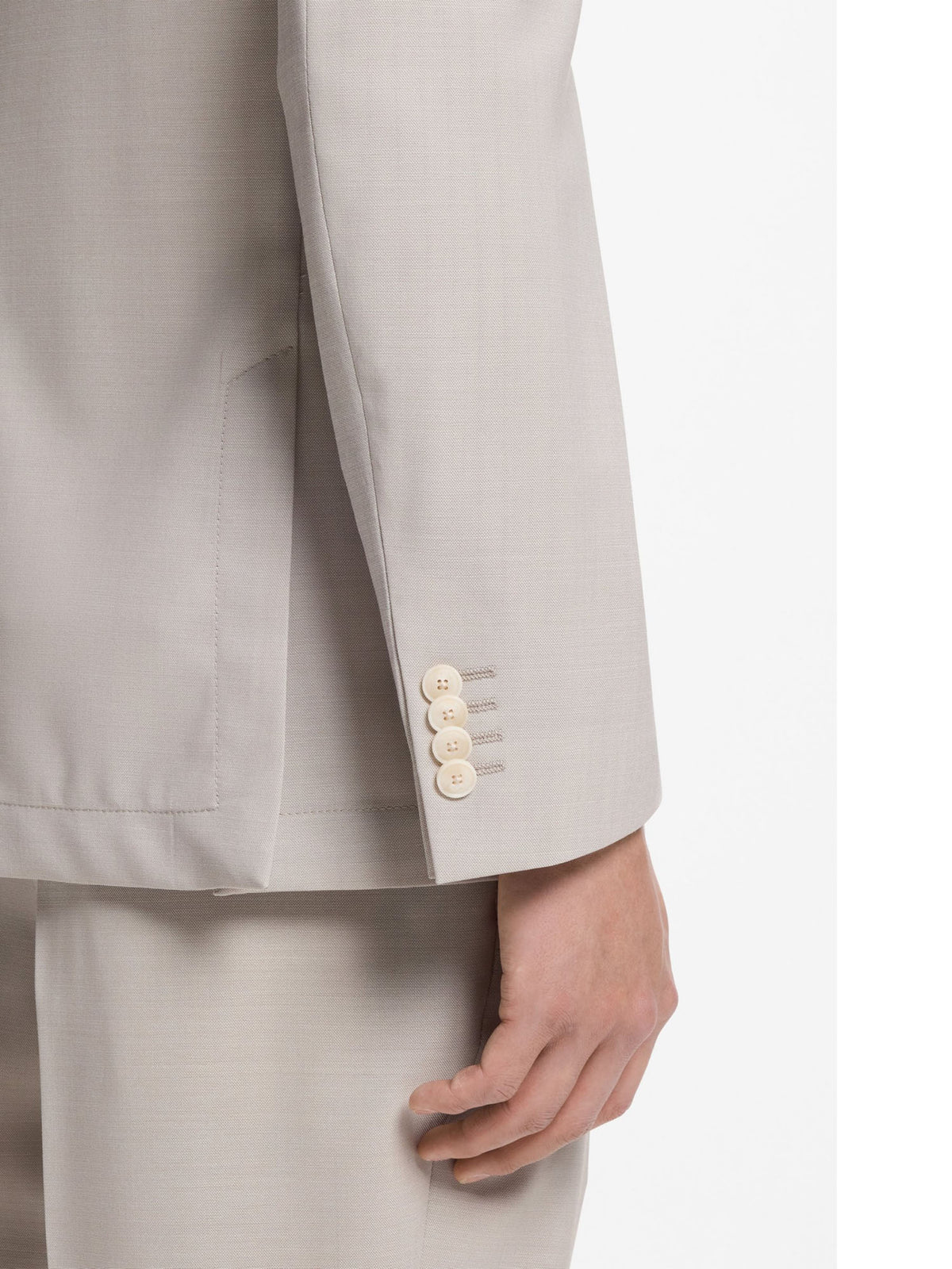 Boss Blazer slim fit in lana vergine con micromotivo Beige