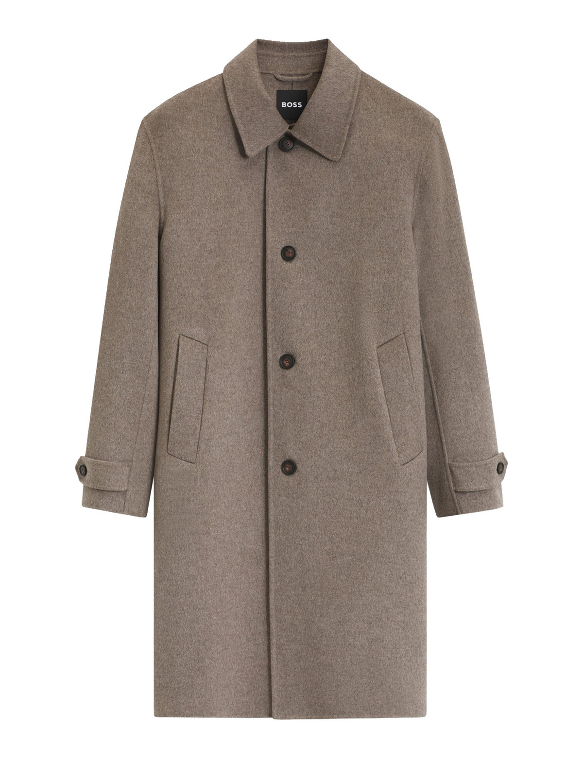 Boss Cappotto relaxed fit in misto lana Marrone
