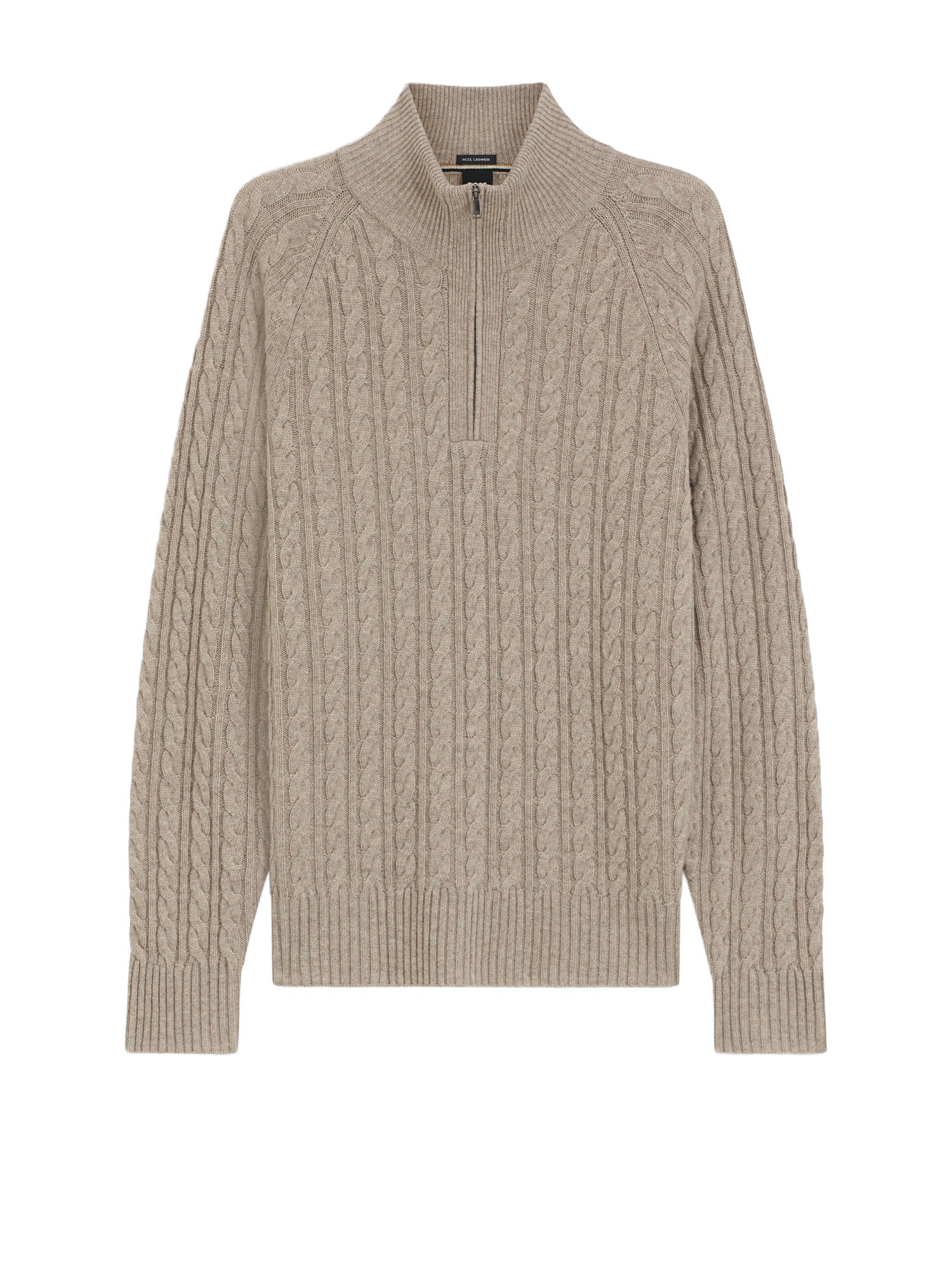 Maglione con colletto con zip e motivo intrecciato all-over
