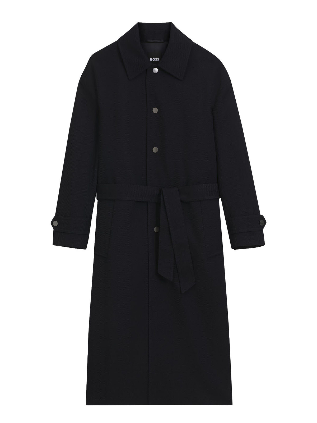 Boss Cappotto relaxed fit in lana vergine a spina di pesce Blu