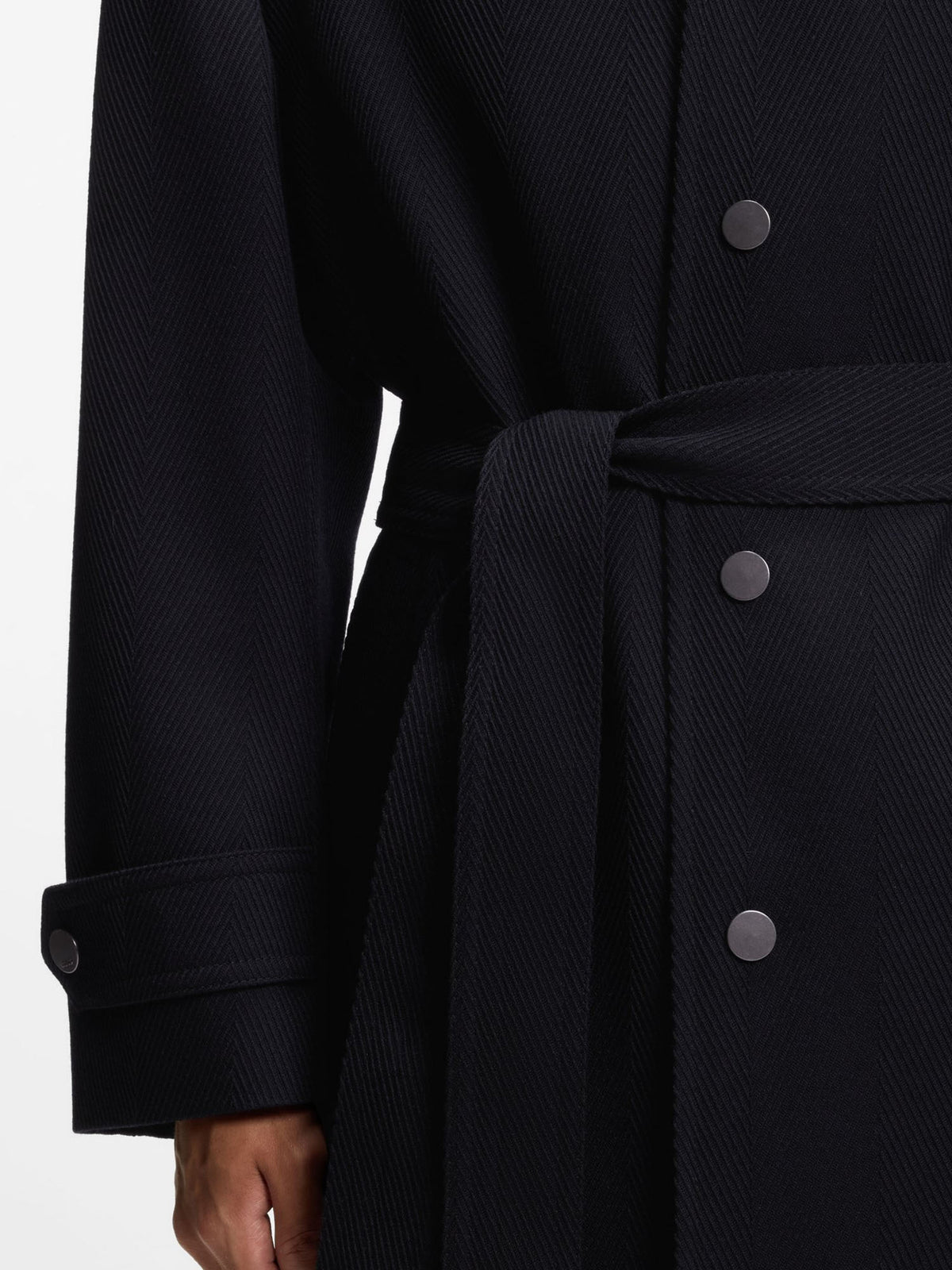 Boss Cappotto relaxed fit in lana vergine a spina di pesce Blu