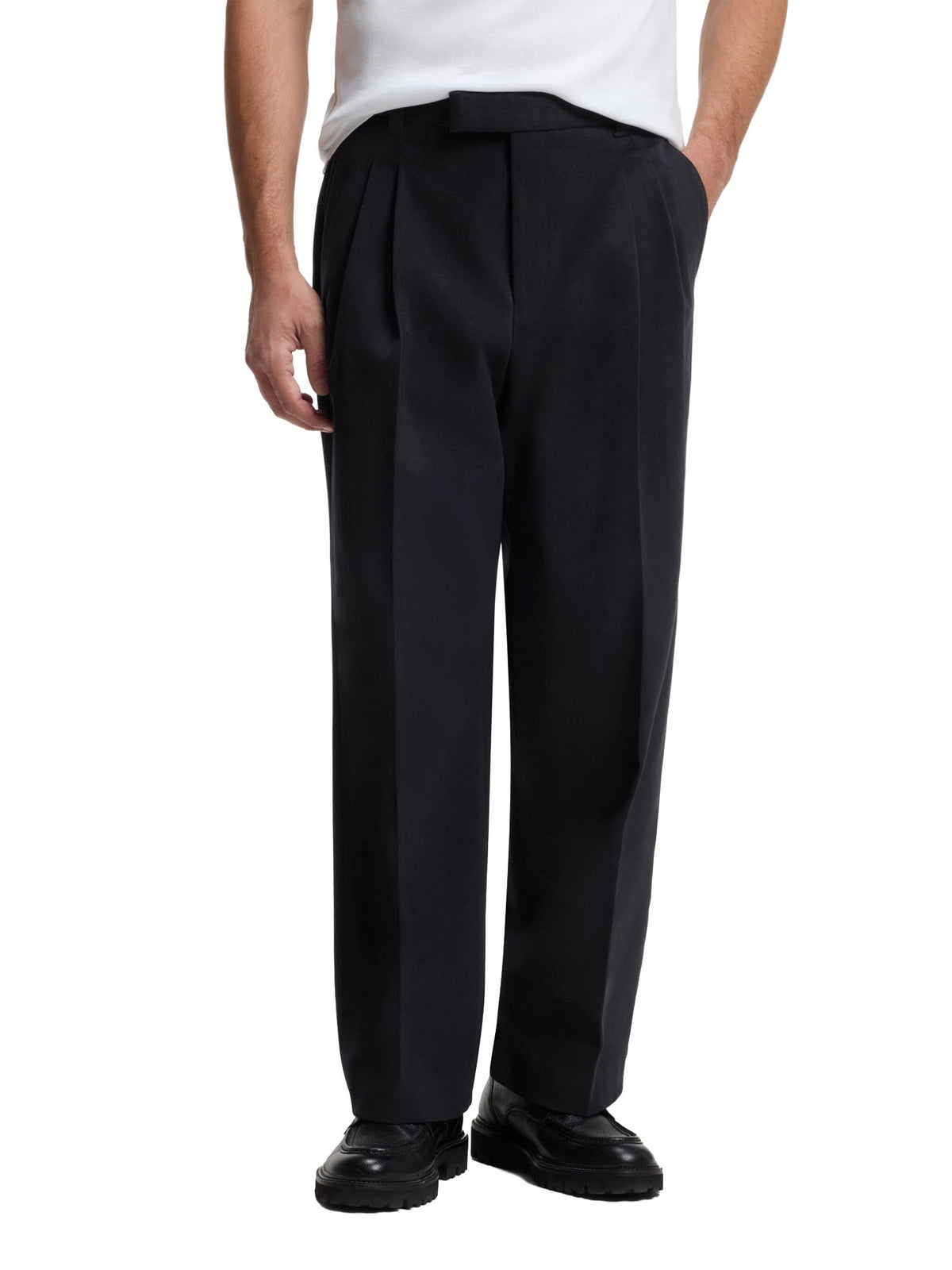 Boss Pantaloni formali relaxed fit in cotone elasticizzato italiano Blu