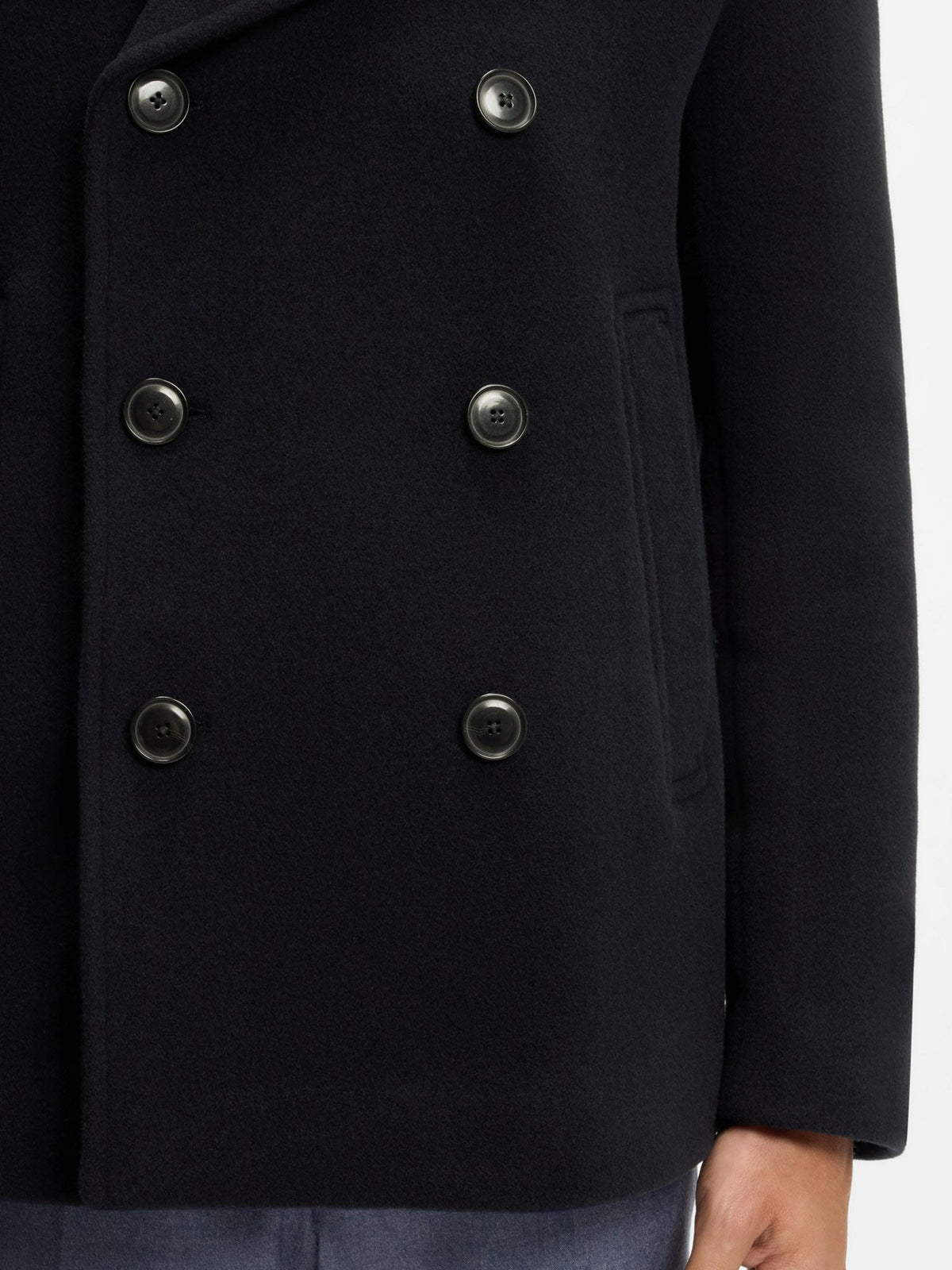 Boss Cappotto corto doppiopetto slim fit in misto lana Blu