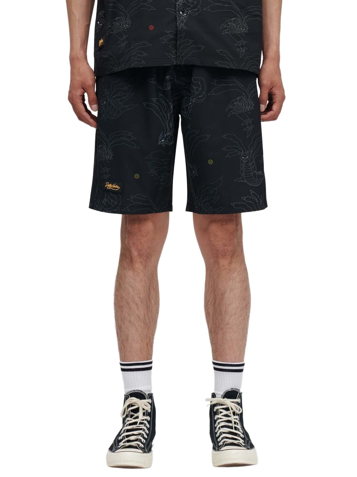 Dolly Noire Giratina Pattern Techno Shorts Nero