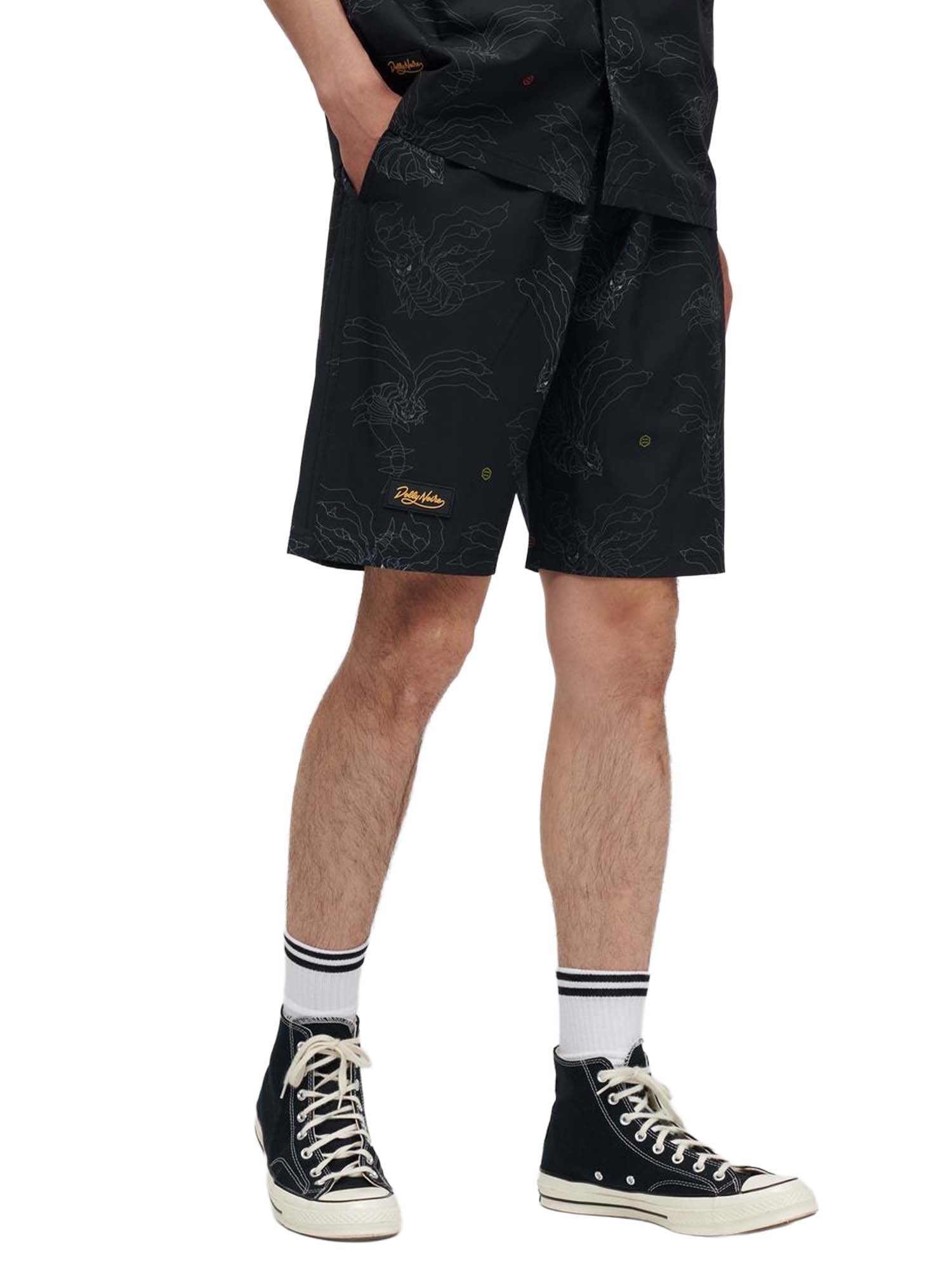 Dolly Noire Giratina Pattern Techno Shorts Nero
