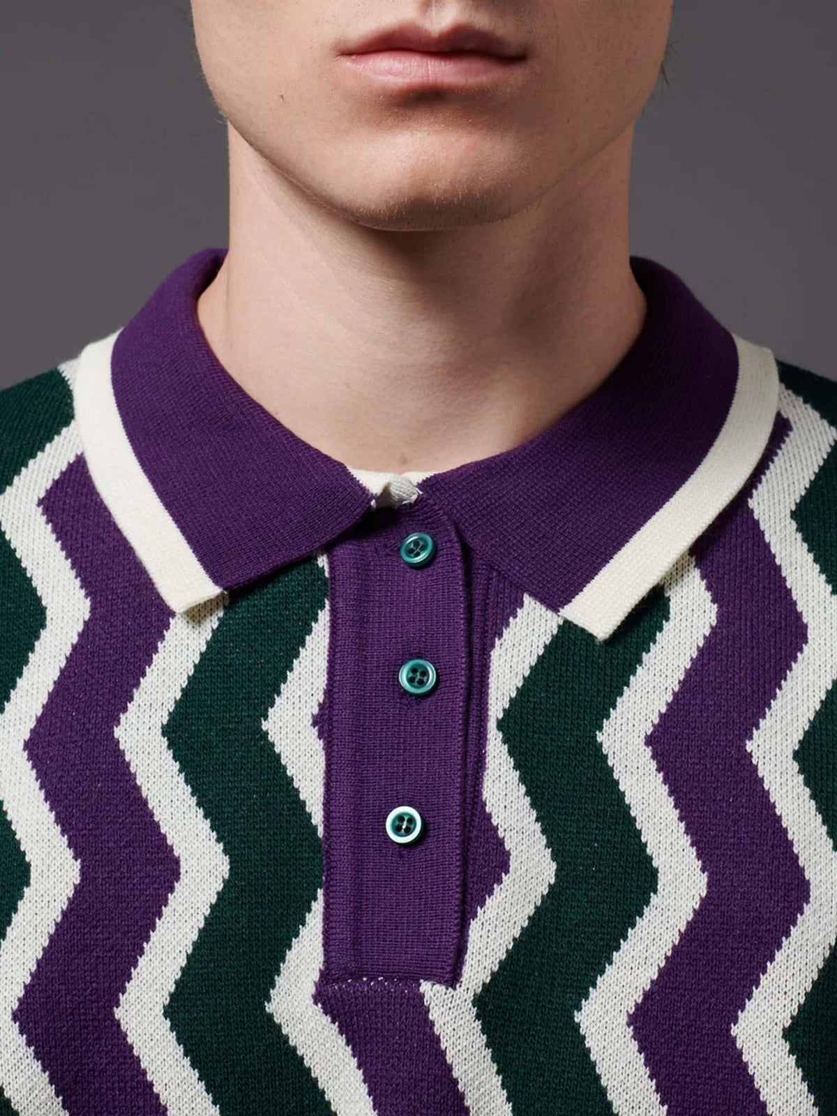 Dolly Noire Chevron Polo Sweater Multicolore