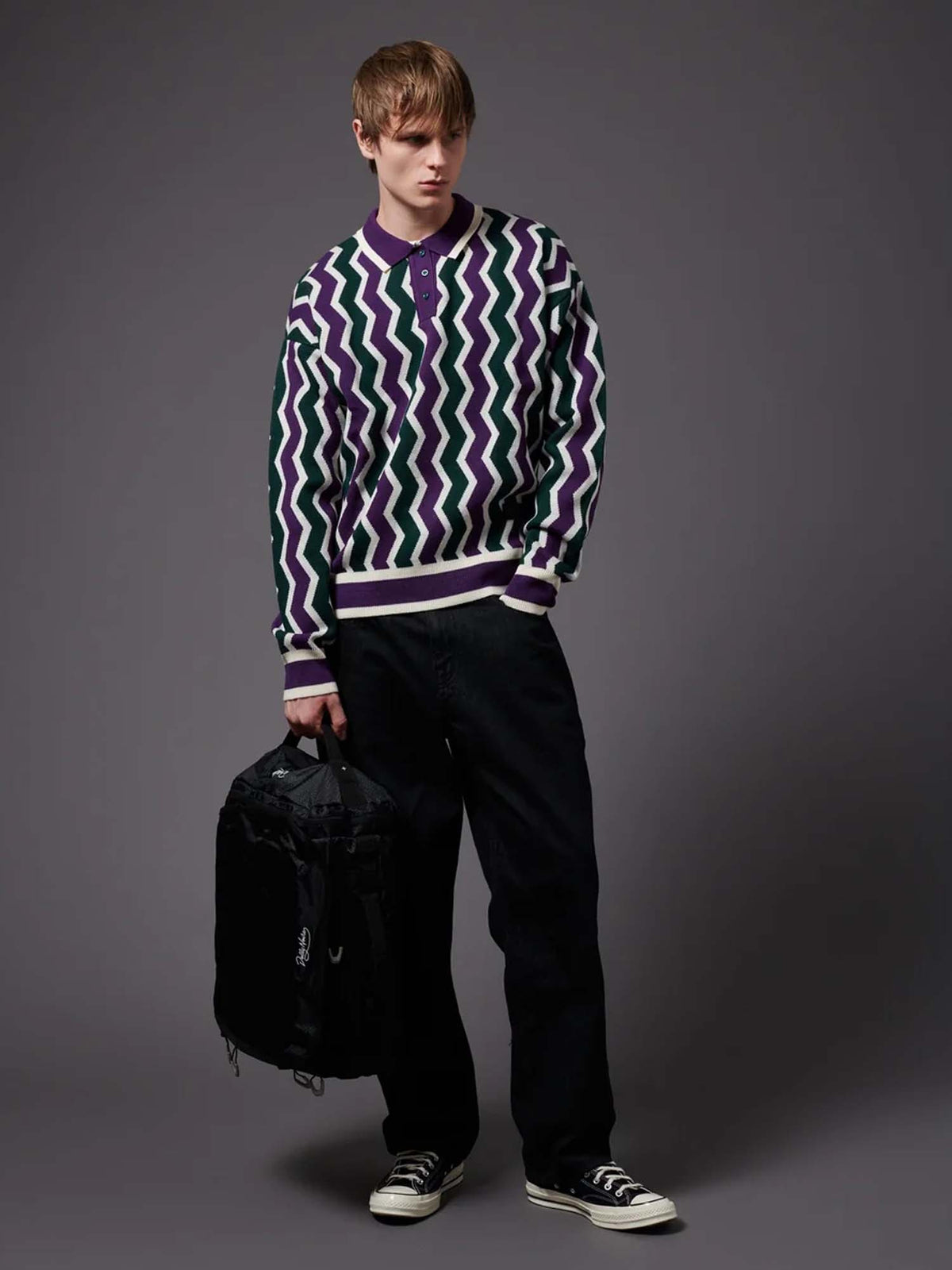 Dolly Noire Chevron Polo Sweater Multicolore