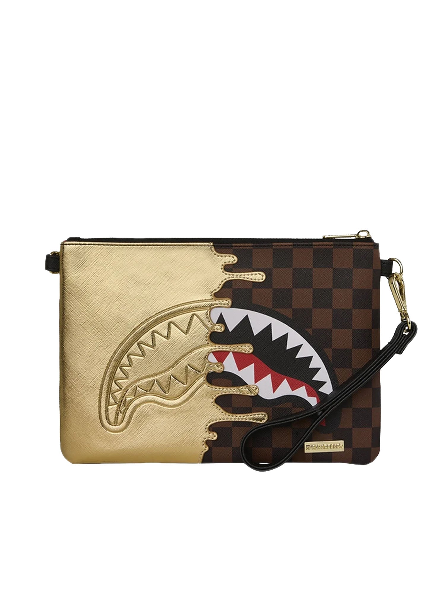 Sprayground Sharks In Paris Gold Drip Crossover Clutch Oro