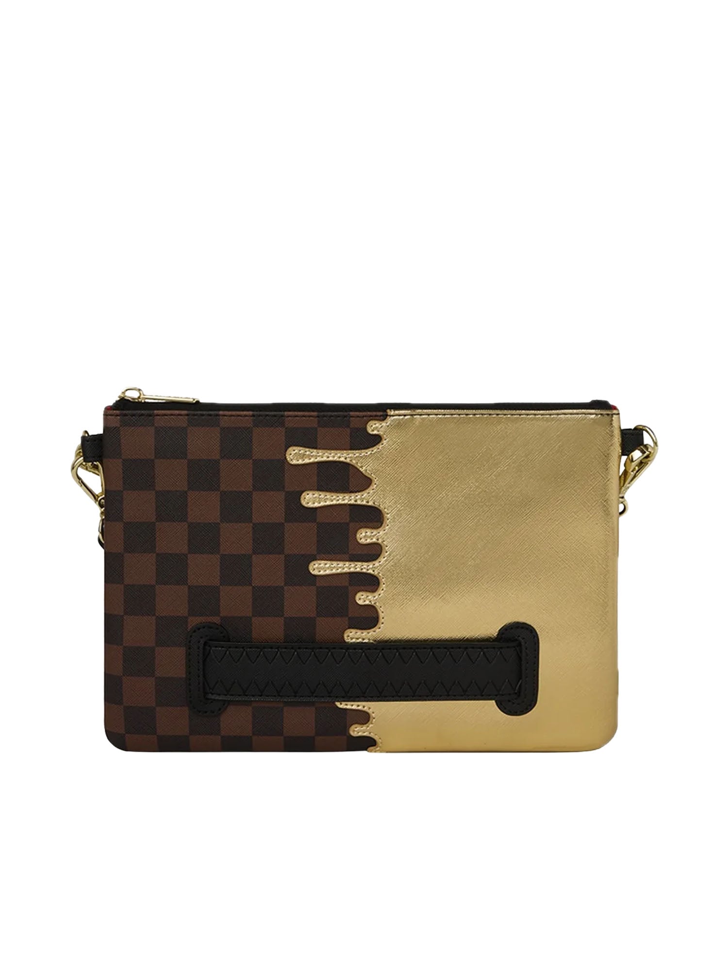 Sprayground Sharks In Paris Gold Drip Crossover Clutch Oro