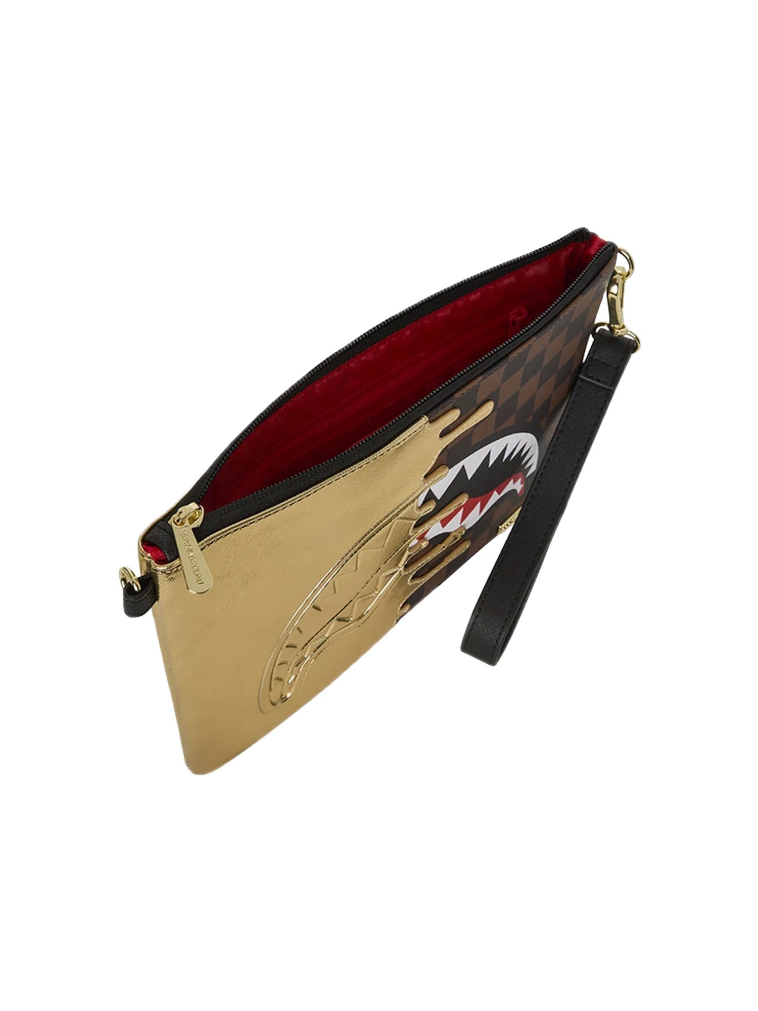 Sprayground Sharks In Paris Gold Drip Crossover Clutch Oro