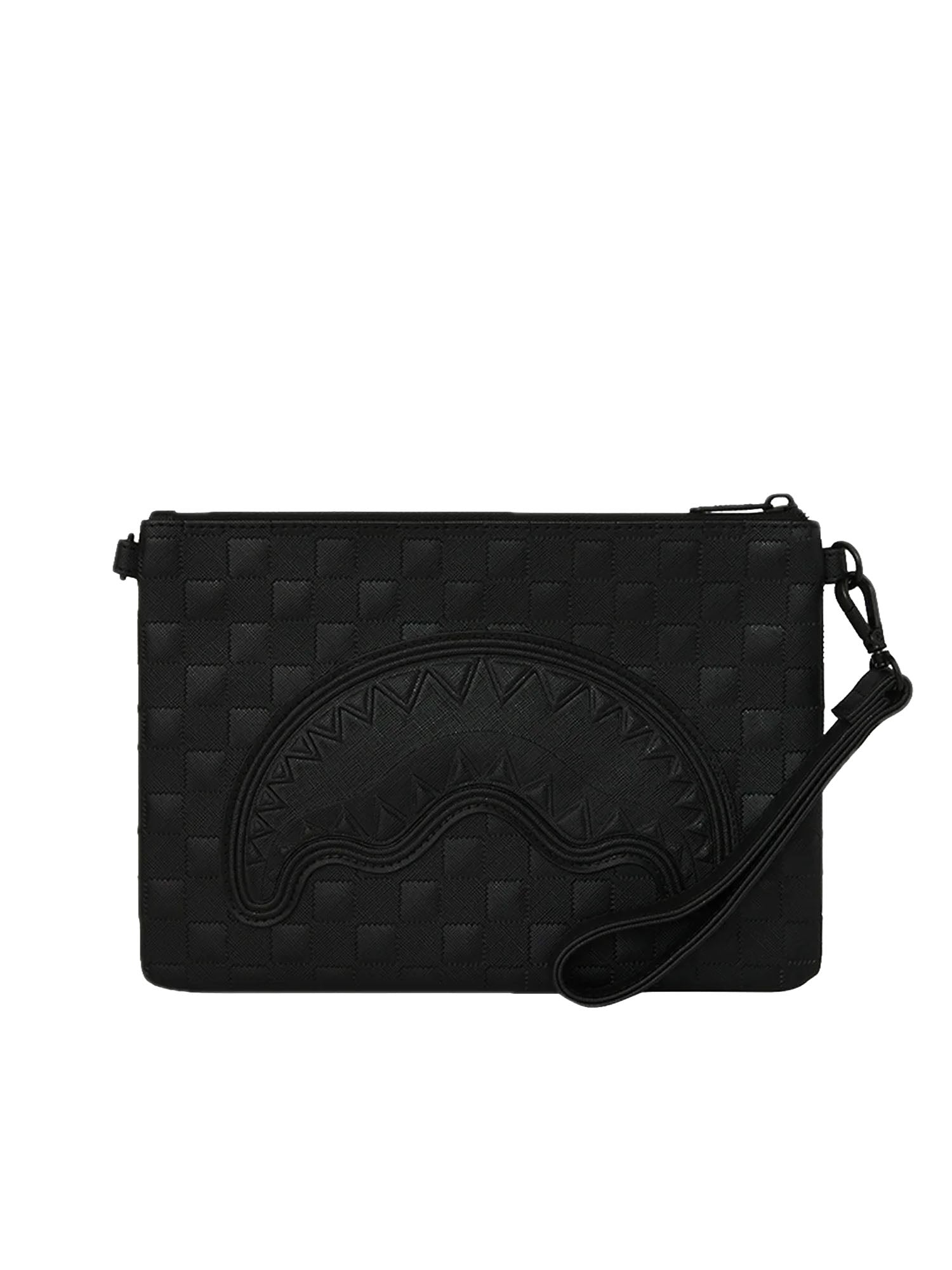 Sprayground Raised Check Crossover Clutch Nero
