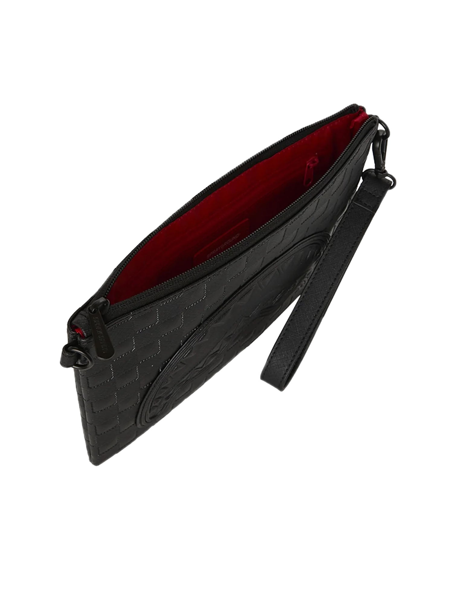 Sprayground Raised Check Crossover Clutch Nero