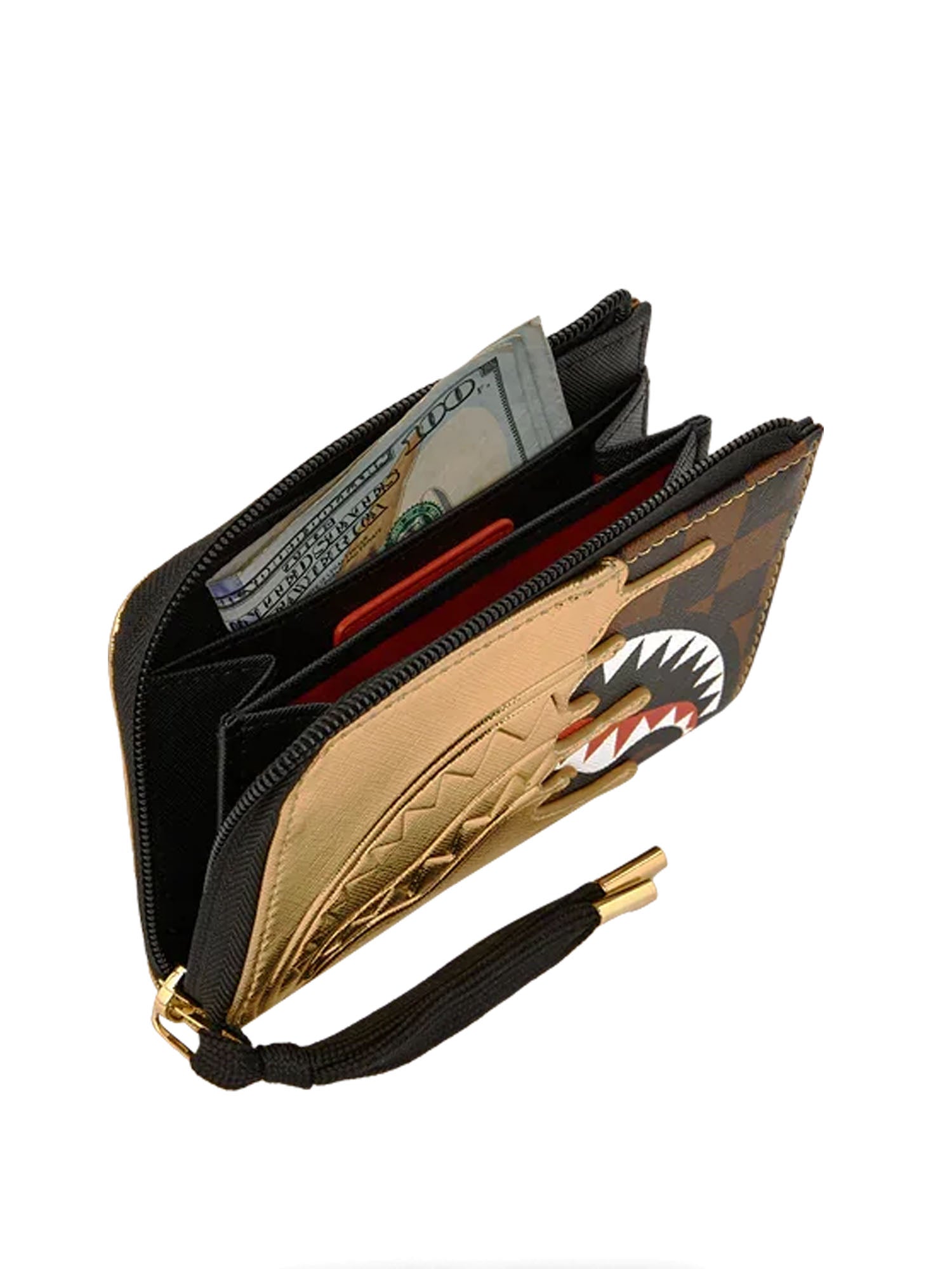 Sprayground Sharks In Paris Gold Drip Wallet Oro