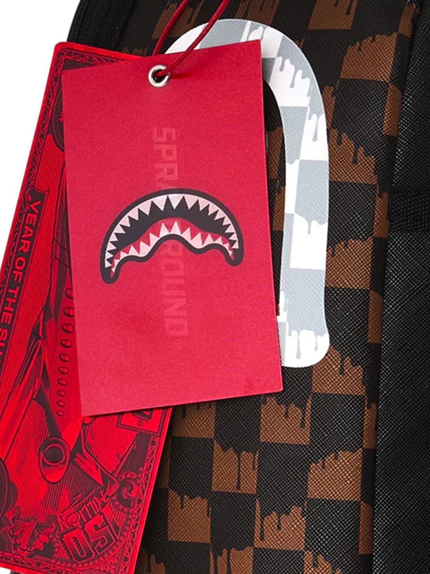 Sprayground Cream and Brown Tear Check Marrone