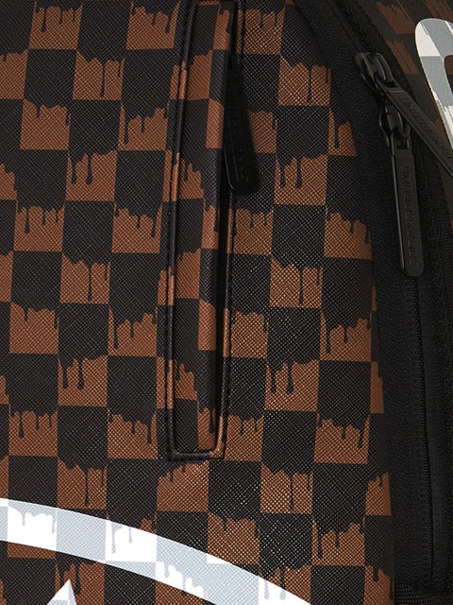 Sprayground Cream and Brown Tear Check Marrone