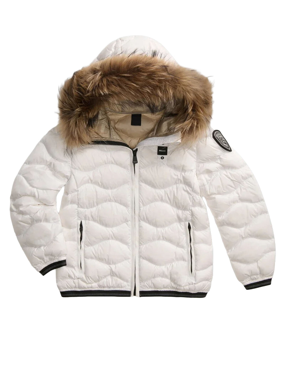 Blauer Arion Quilted Jacket With Wave Pattern Bambino Bianco