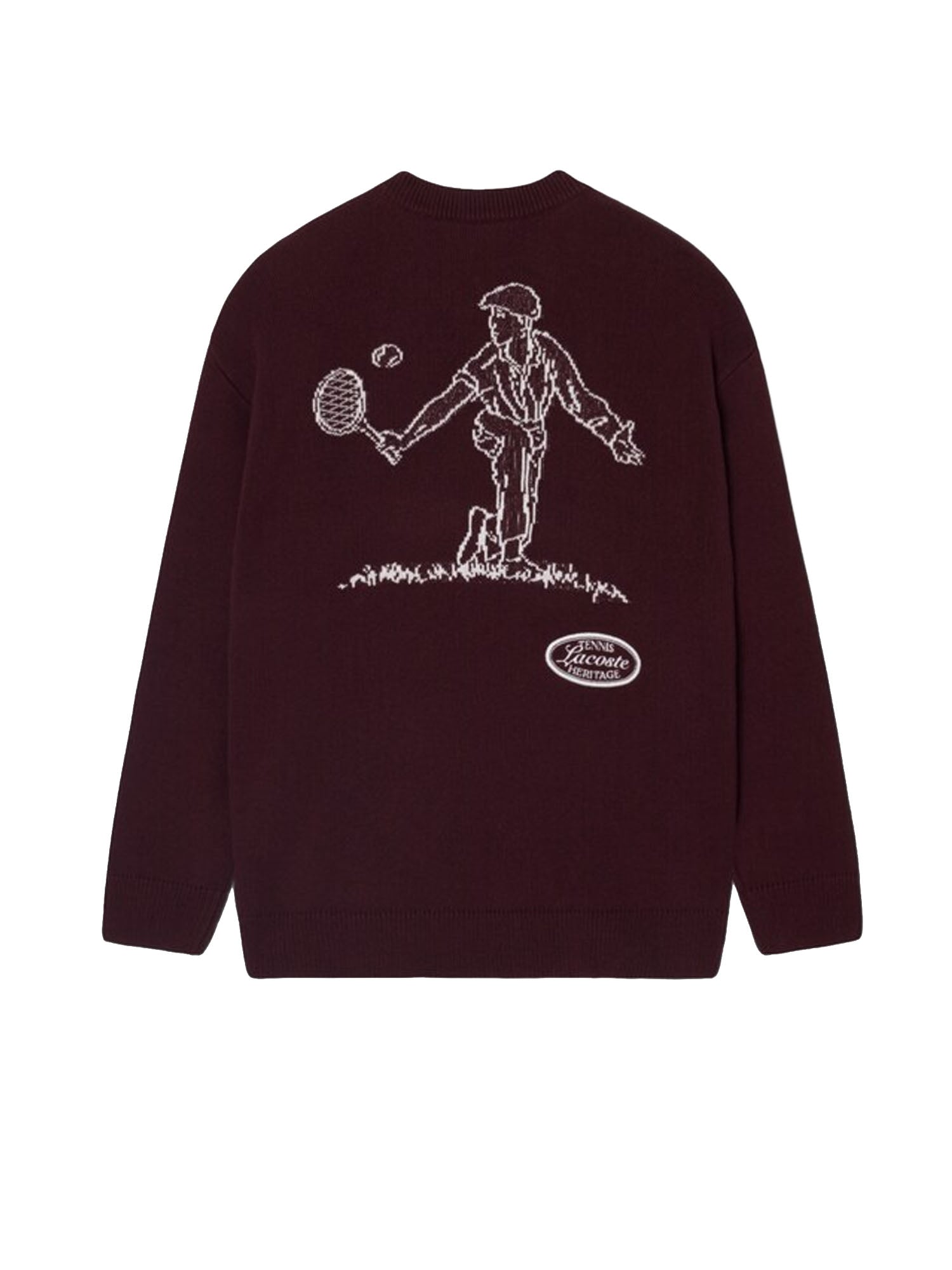 Lacoste Maglione girocollo in misto lana stile tennis Bordeaux