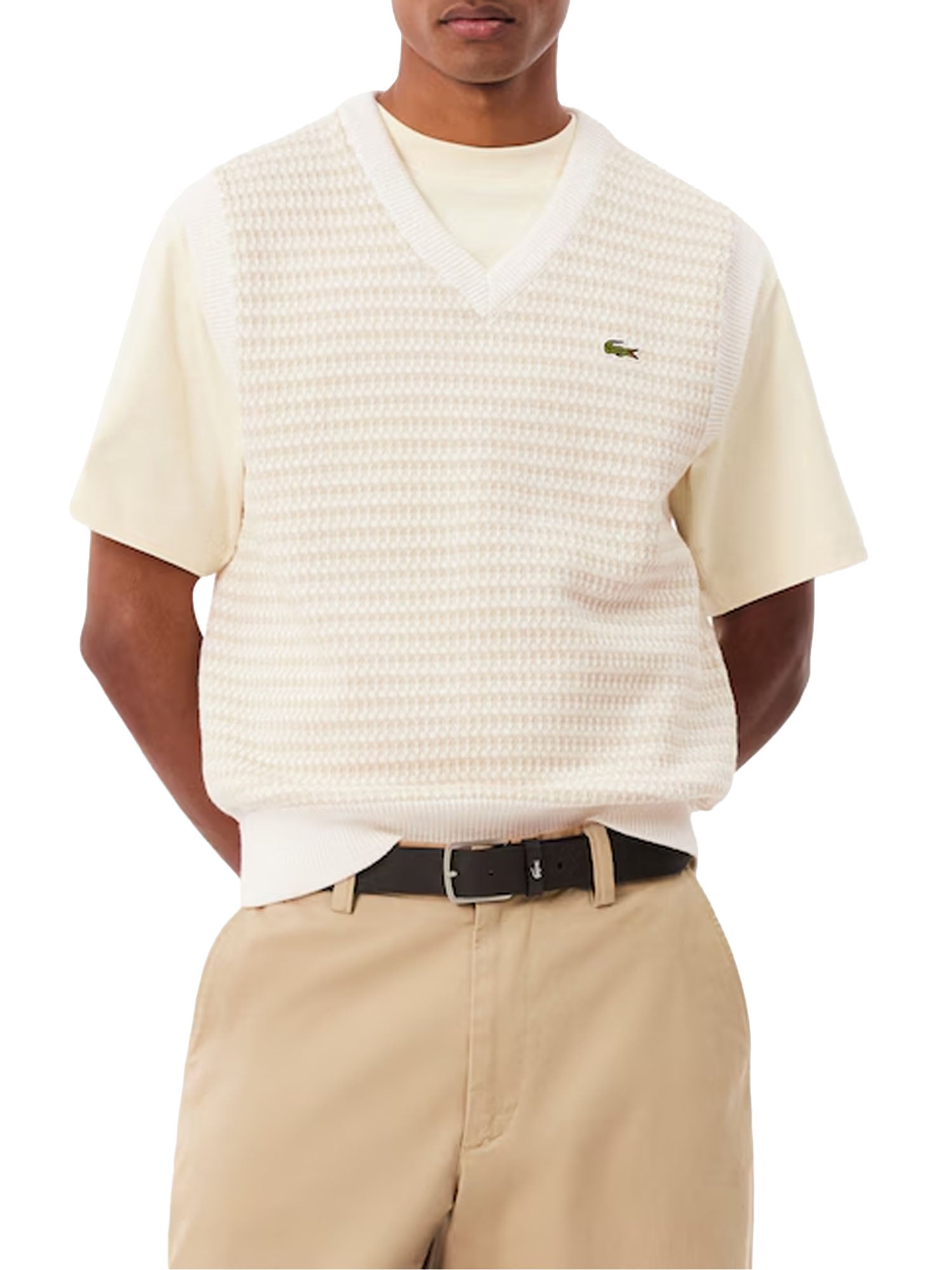 Lacoste Gilet in maglia jacquard Beige