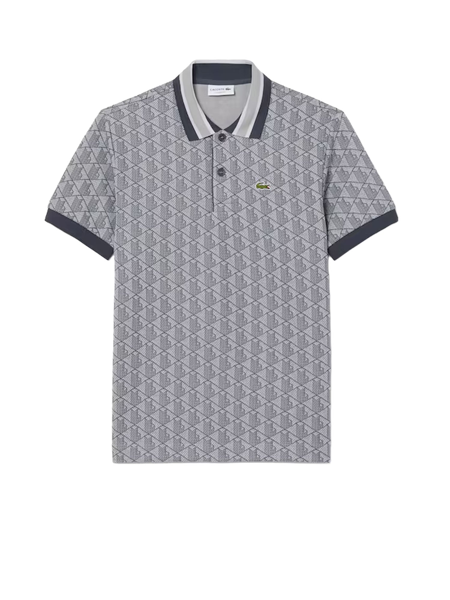 Lacoste Polo dal taglio classico in jacquard con monogramma Grigio