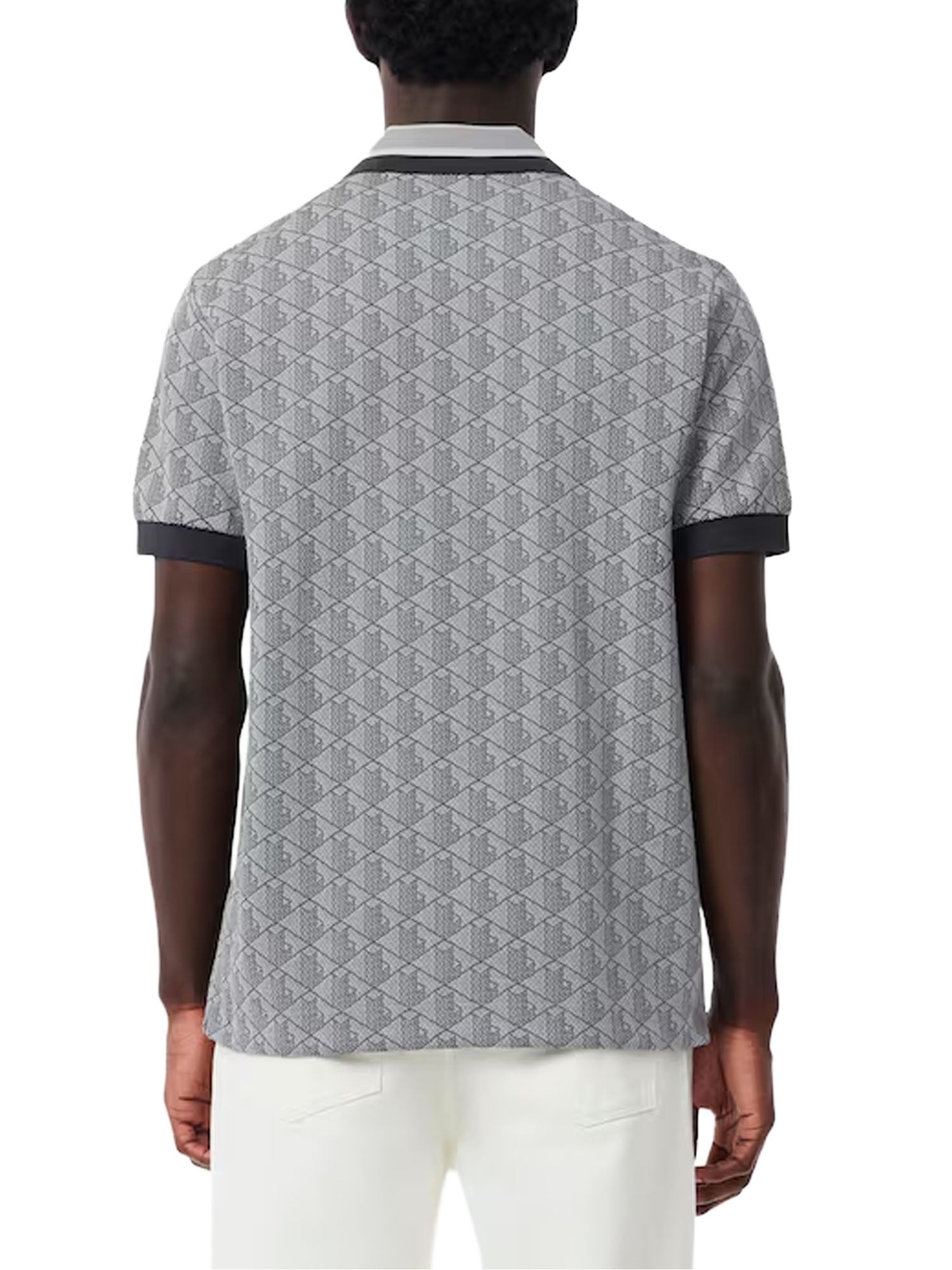 Lacoste Polo dal taglio classico in jacquard con monogramma Grigio