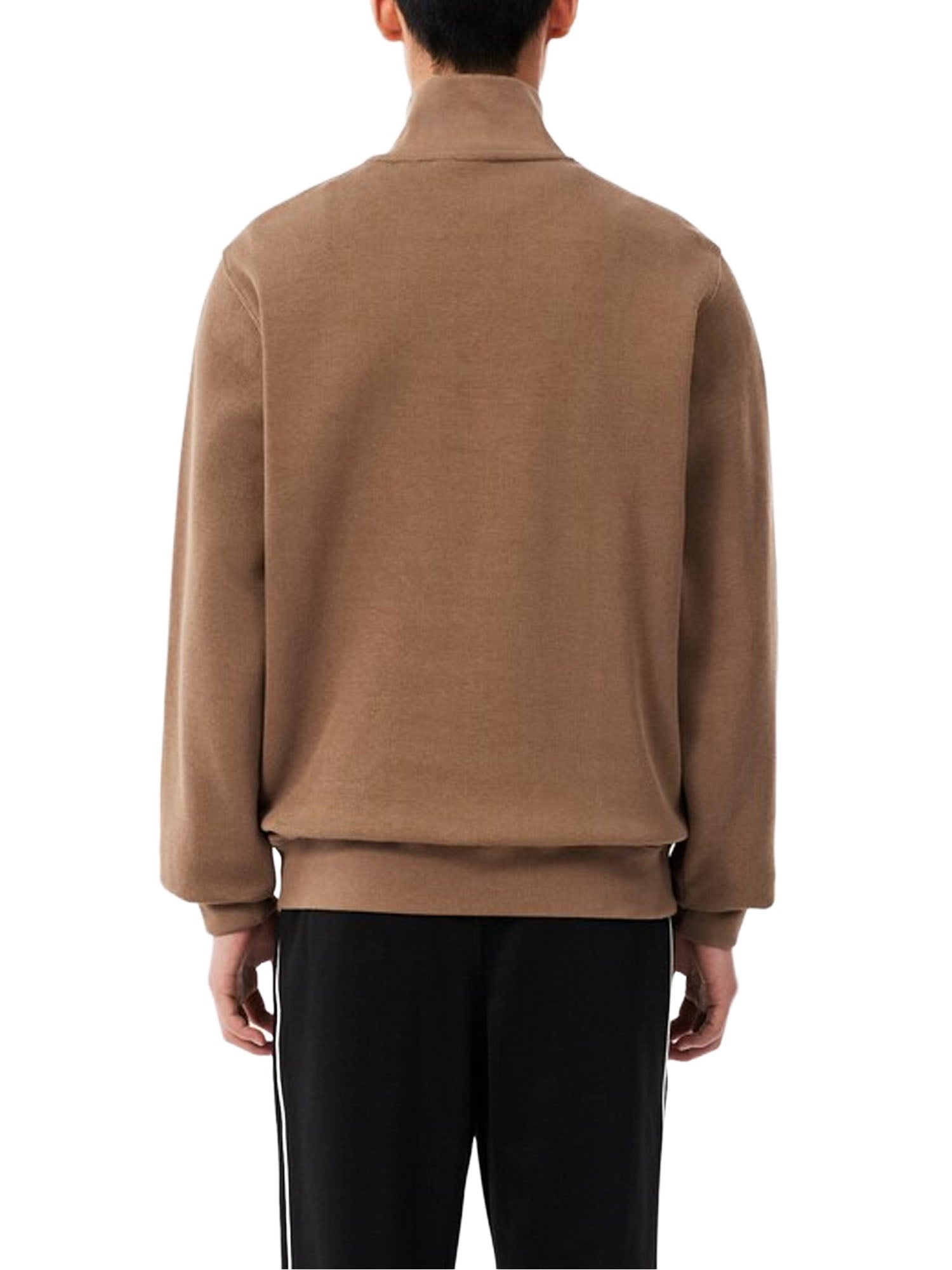 Lacoste Felpa interlock a collo alto con zip Marrone