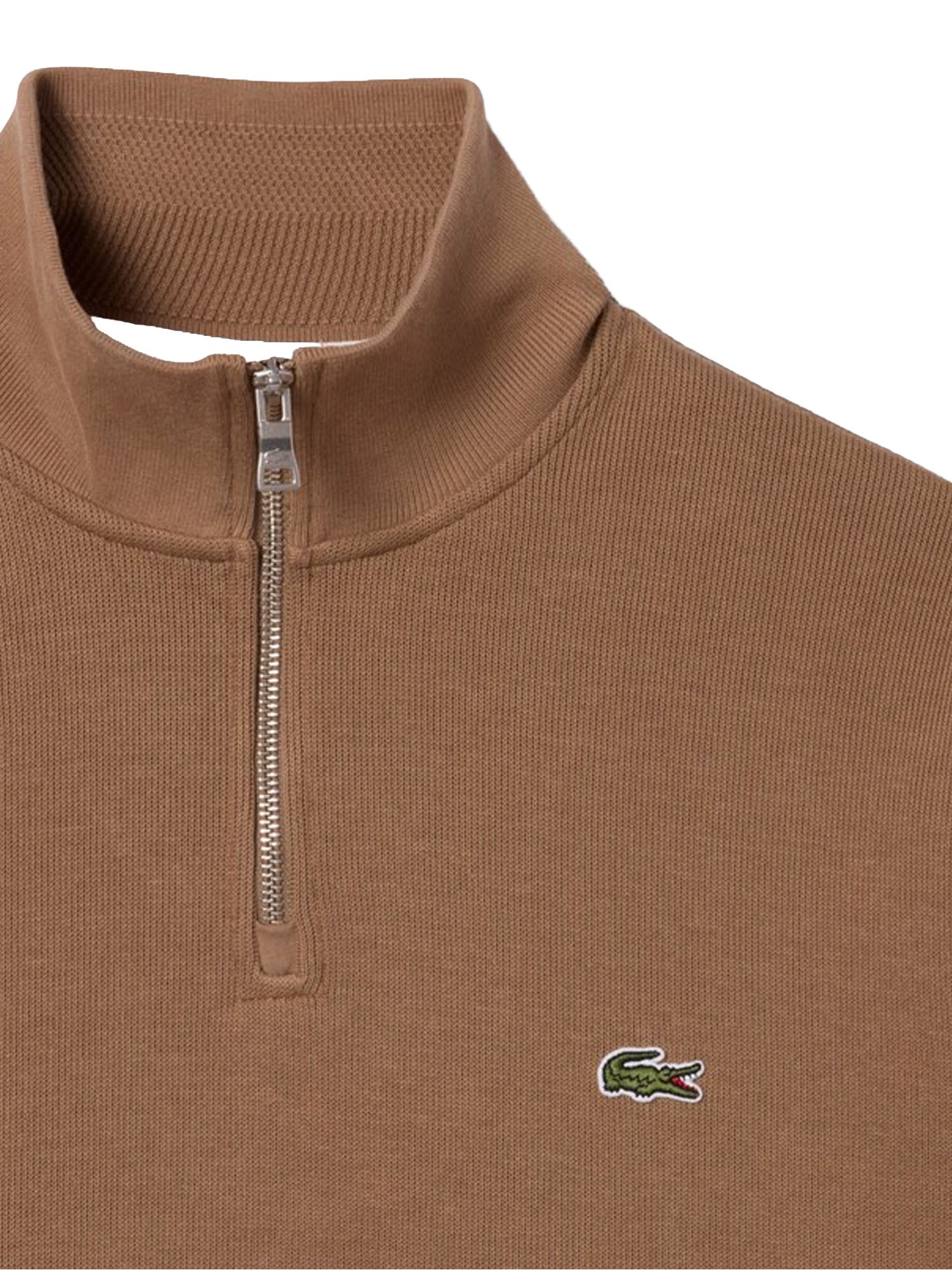 Lacoste Felpa interlock a collo alto con zip Marrone