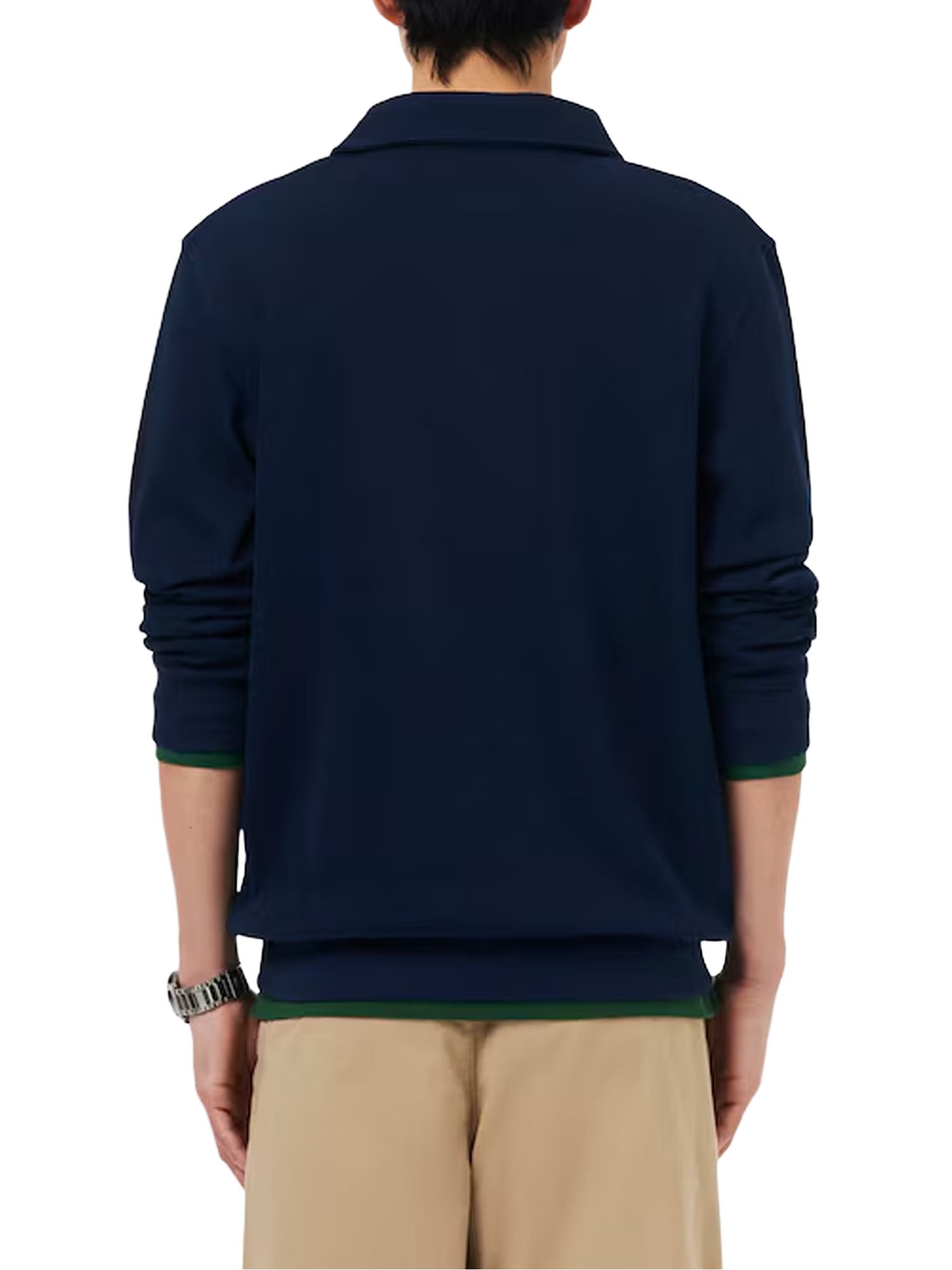 Lacoste Felpa con collo a polo in cotone Blu