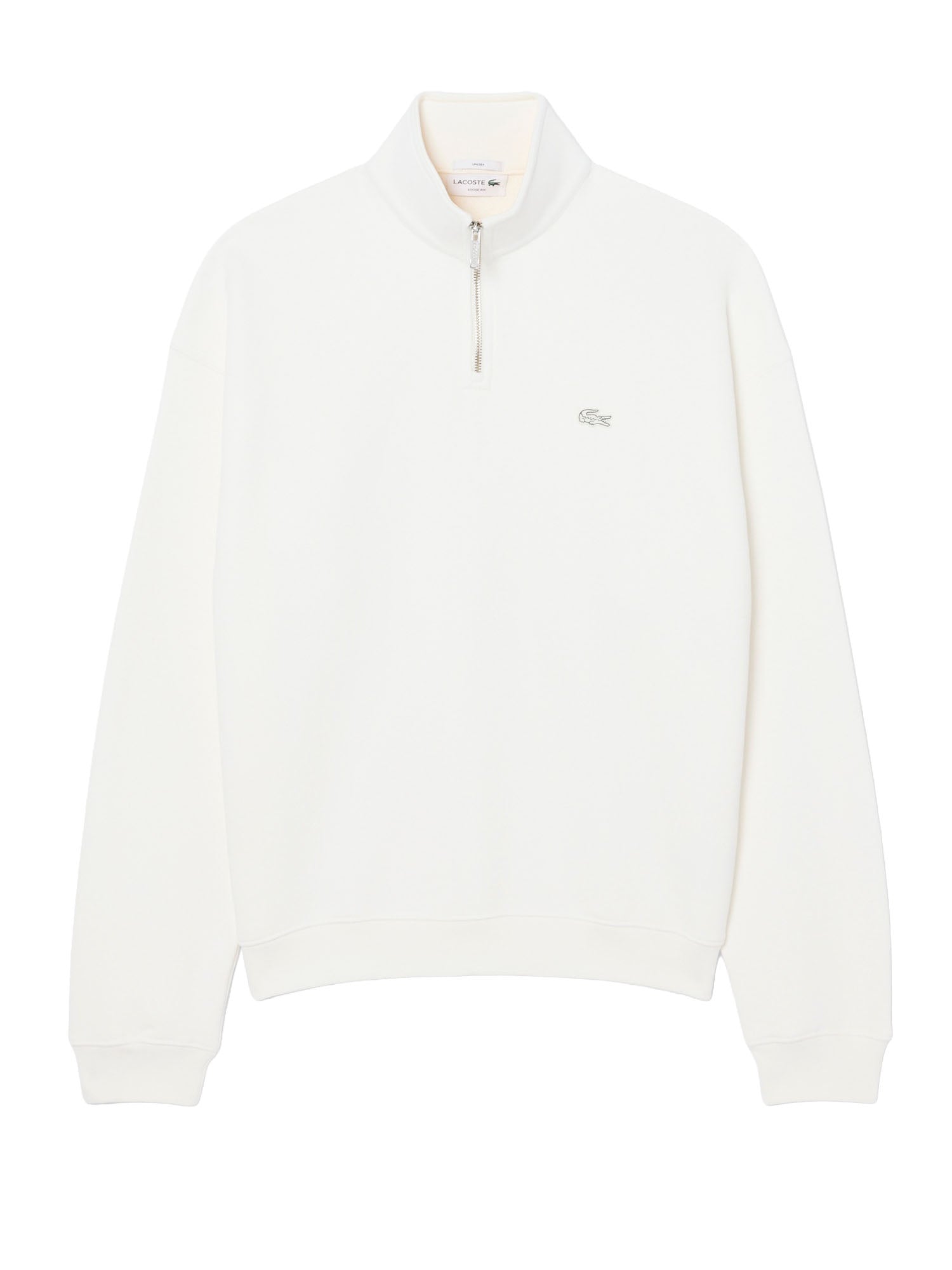 Lacoste Felpa in tessuto pesante con zip sul collo Bianco