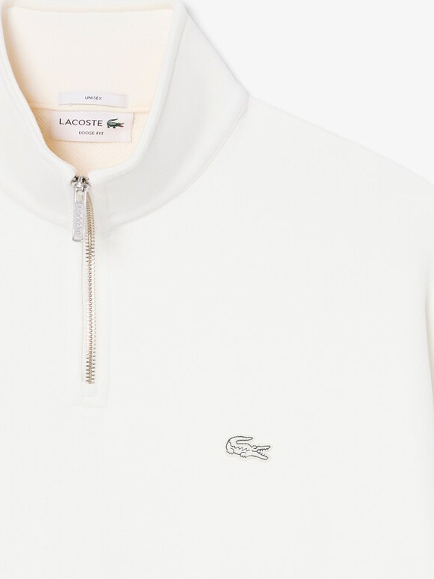 Lacoste Felpa in tessuto pesante con zip sul collo Bianco