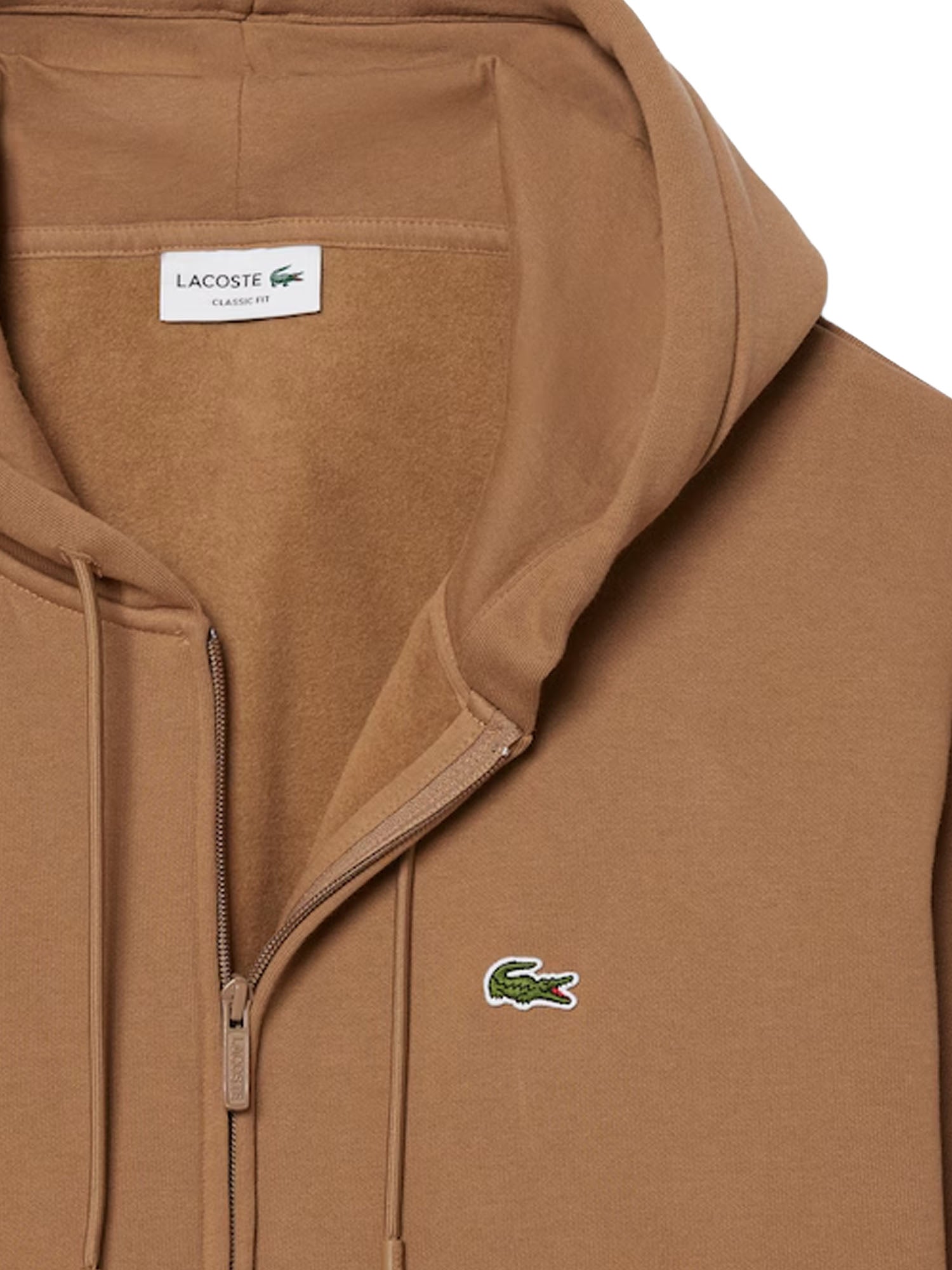 Lacoste Felpa con cappuccio in tessuto felpato Marrone
