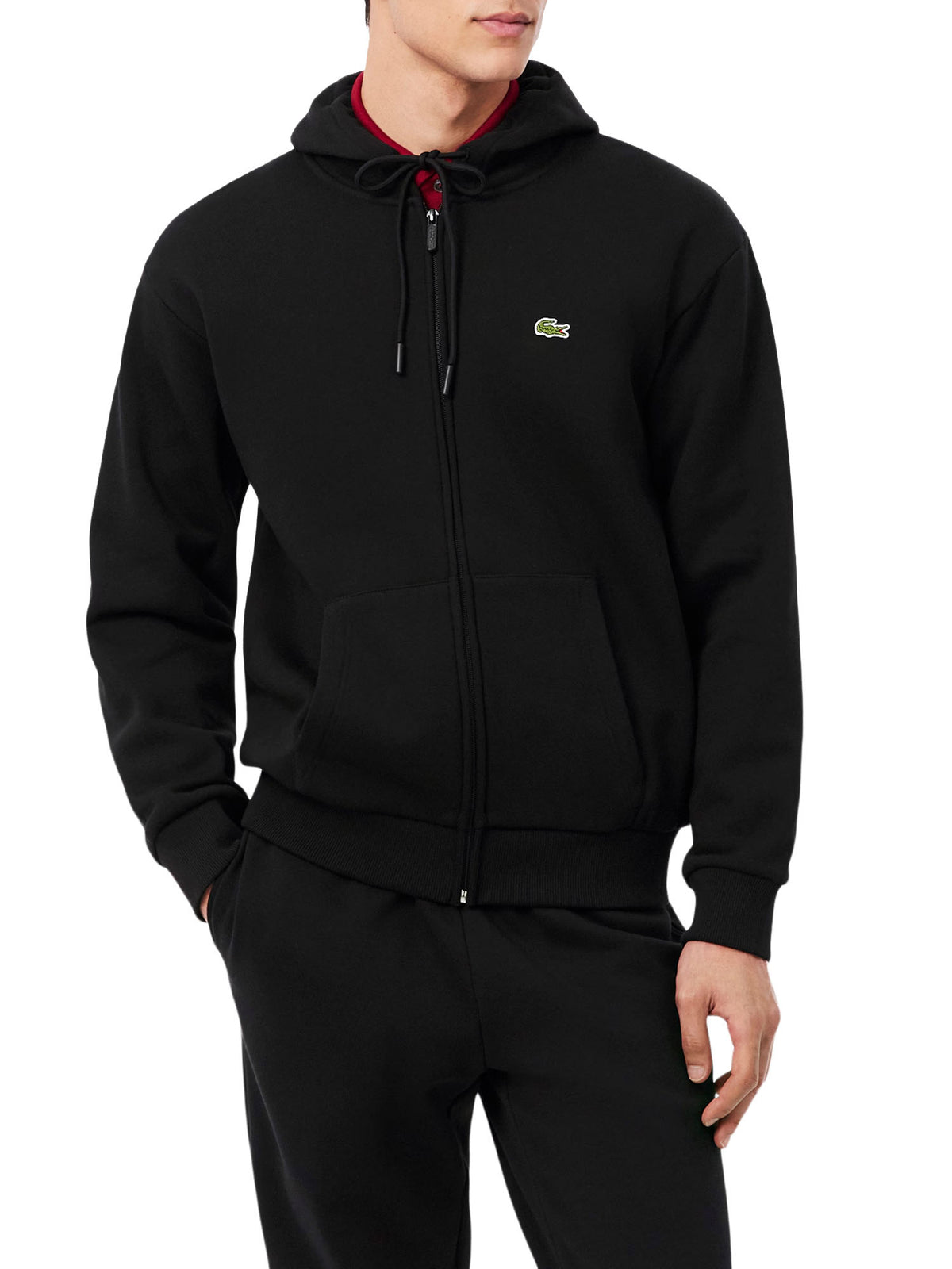 Lacoste Felpa con cappuccio in tessuto felpato Nero