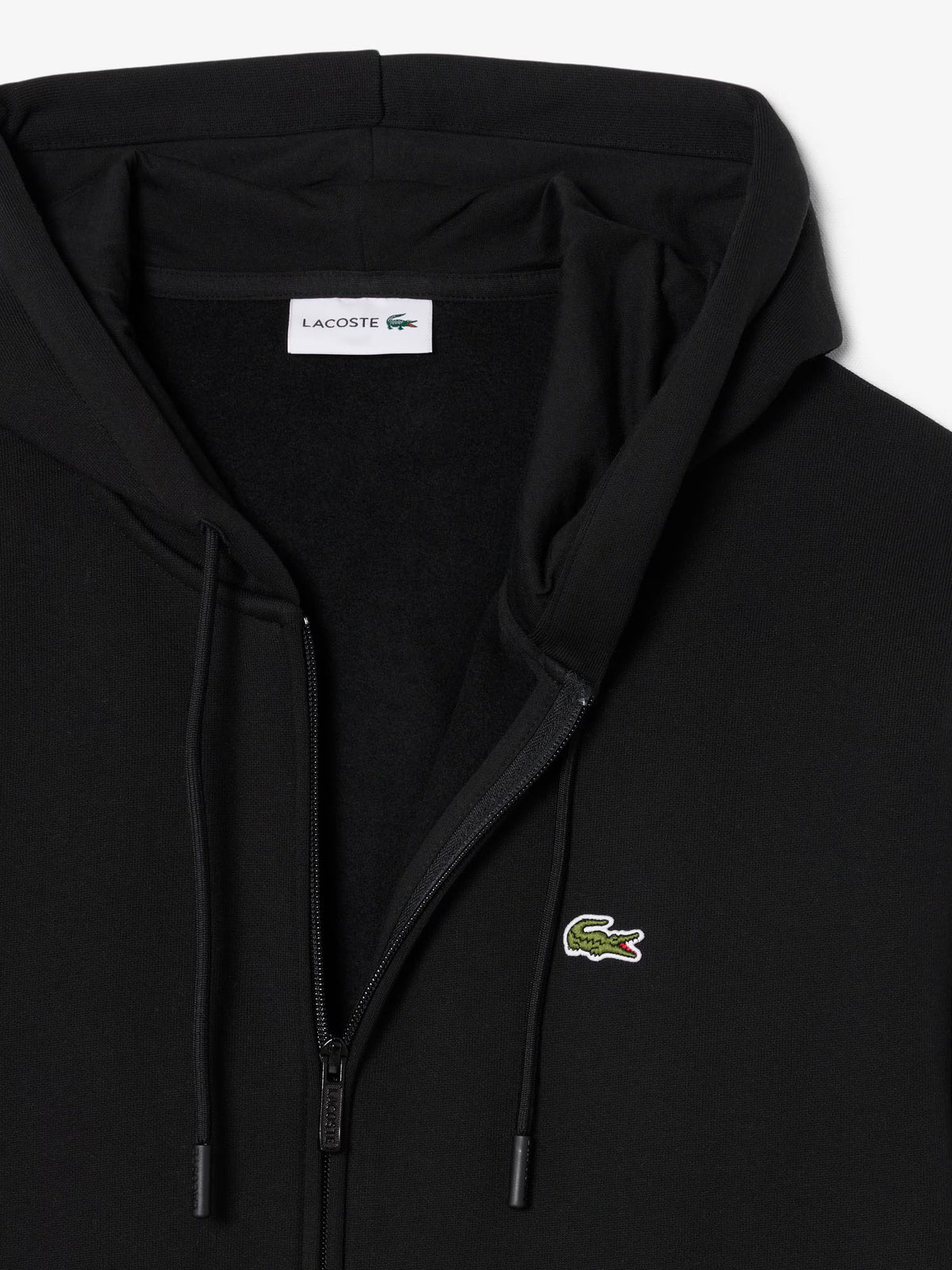 Lacoste Felpa con cappuccio in tessuto felpato Nero