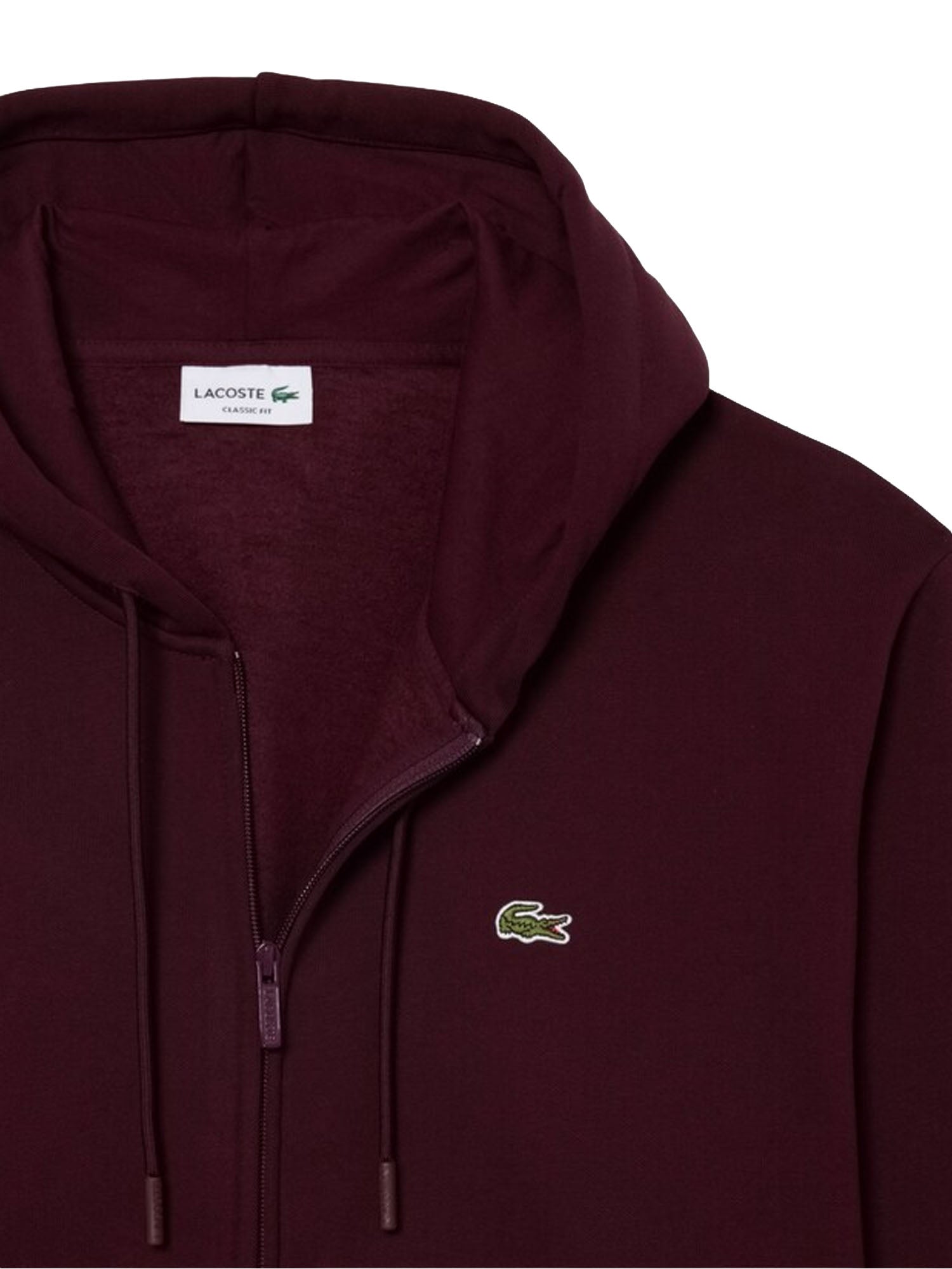 Lacoste Felpa con cappuccio in tessuto felpato Bordeaux