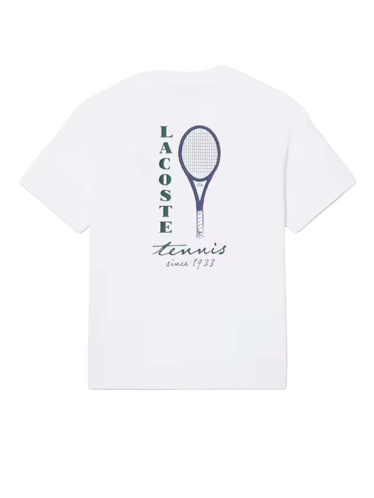 Lacoste T-shirt in jersey con stampa tennis e dettagli ricamati Bianco