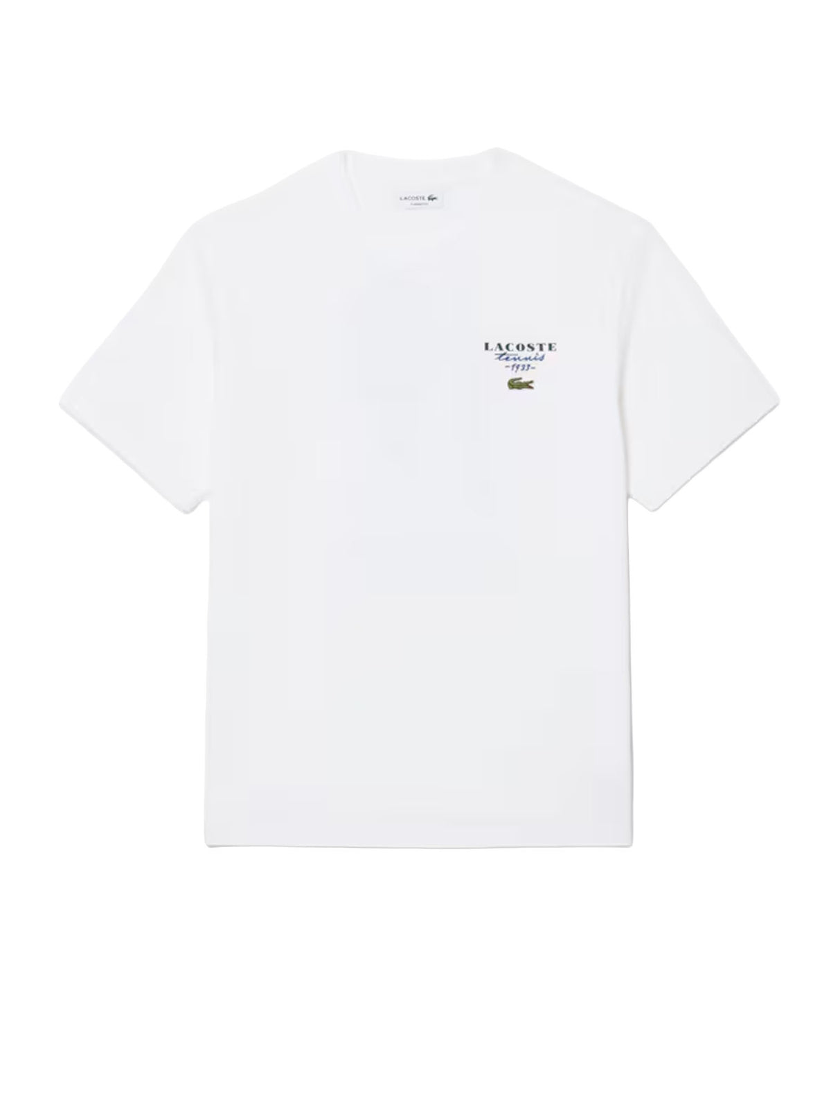 Lacoste T-shirt in jersey con stampa tennis e dettagli ricamati Bianco
