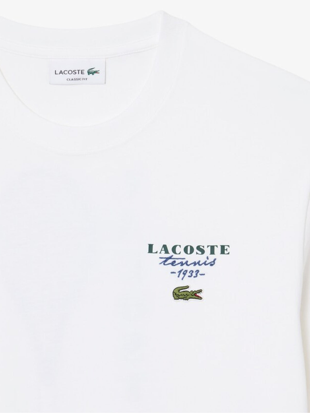 Lacoste T-shirt in jersey con stampa tennis e dettagli ricamati Bianco