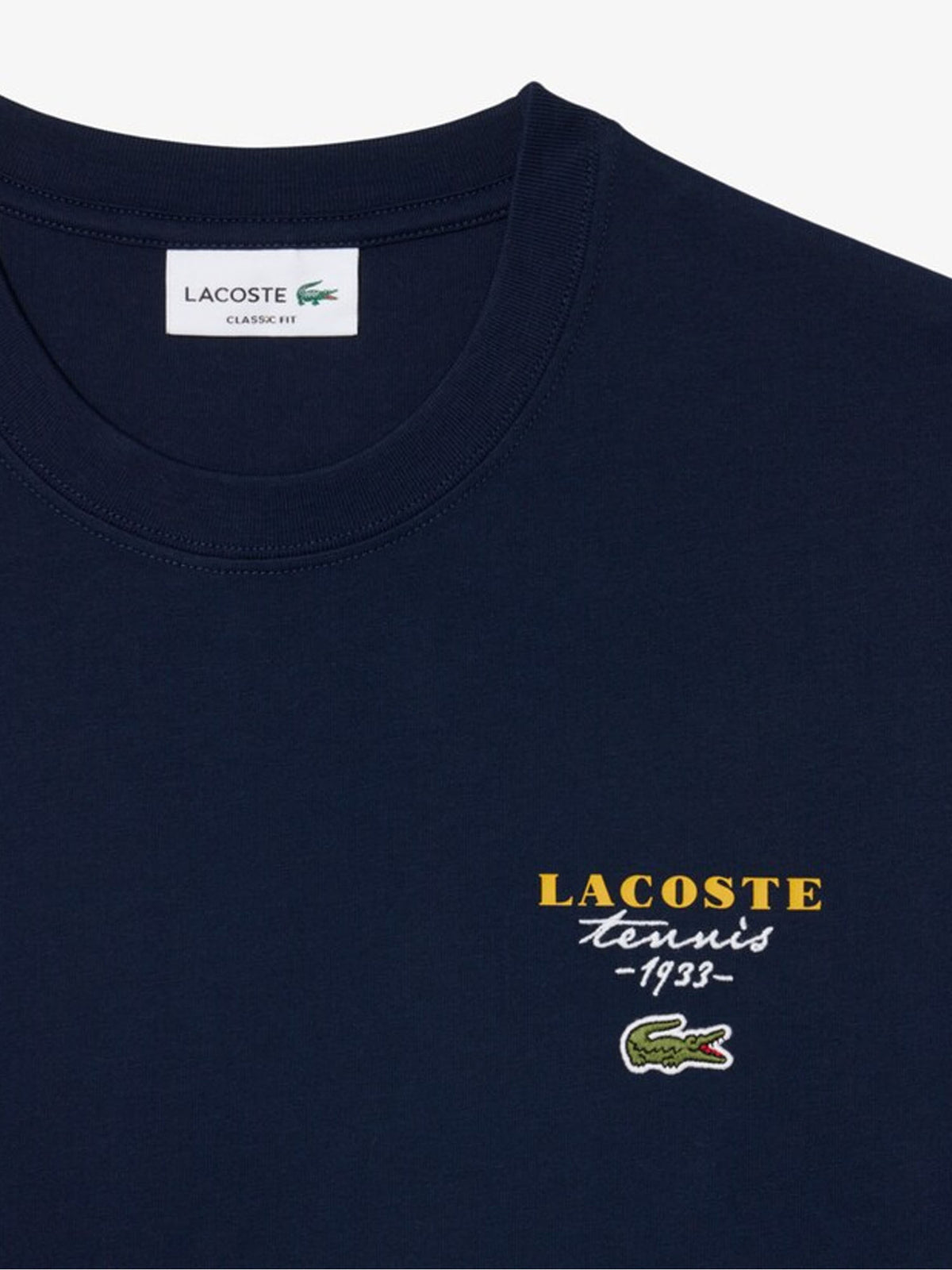 Lacoste T-shirt in jersey con stampa tennis e dettagli ricamati Blu