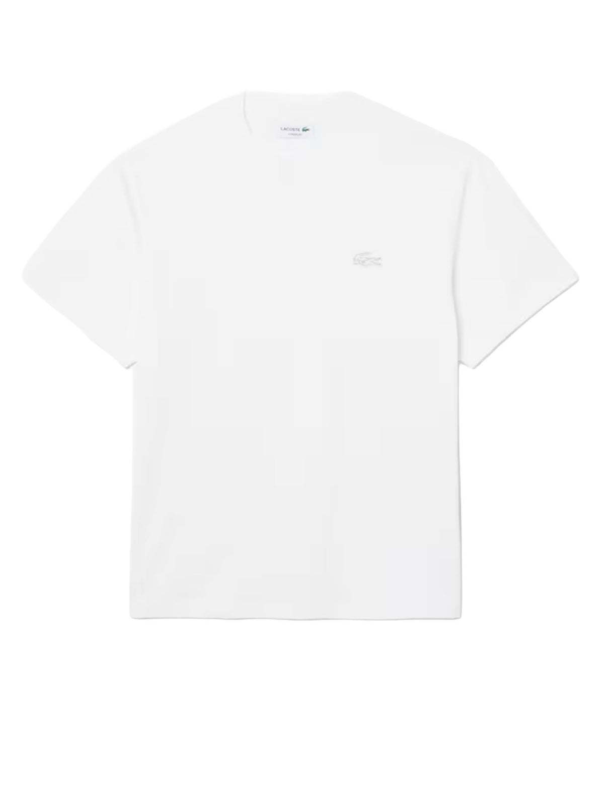 Lacoste T-shirt in jersey con coccodrillo metallizzato Bianco