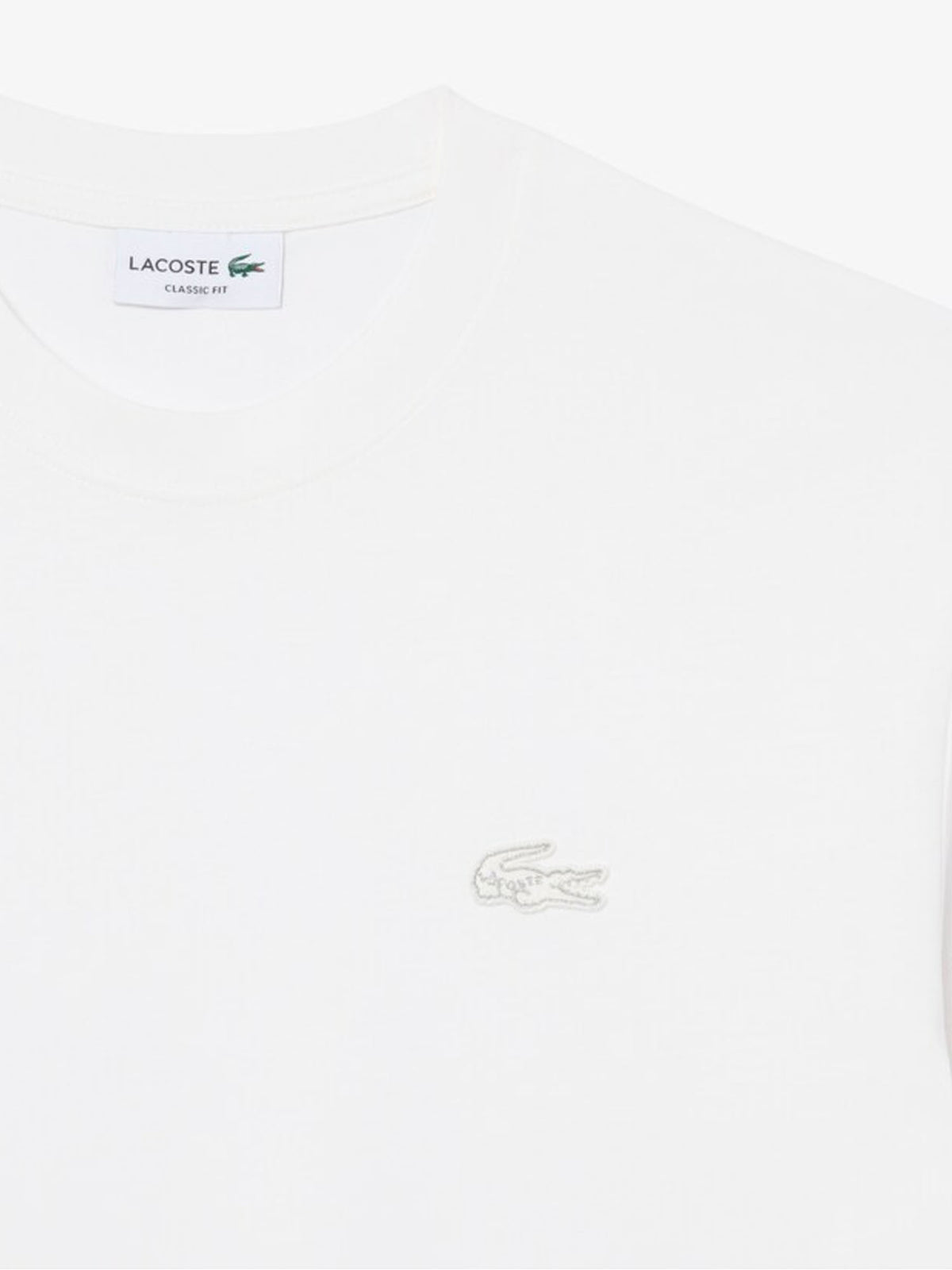 Lacoste T-shirt in jersey con coccodrillo metallizzato Bianco