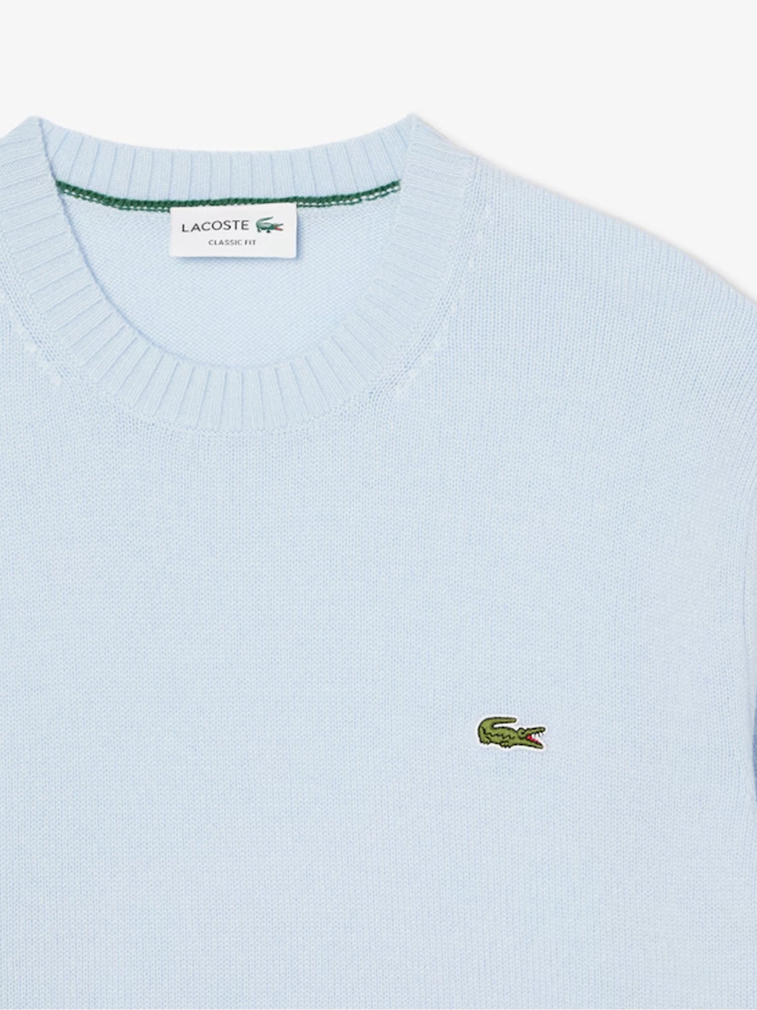 Lacoste Maglione a girocollo in lana cardata Azzurro
